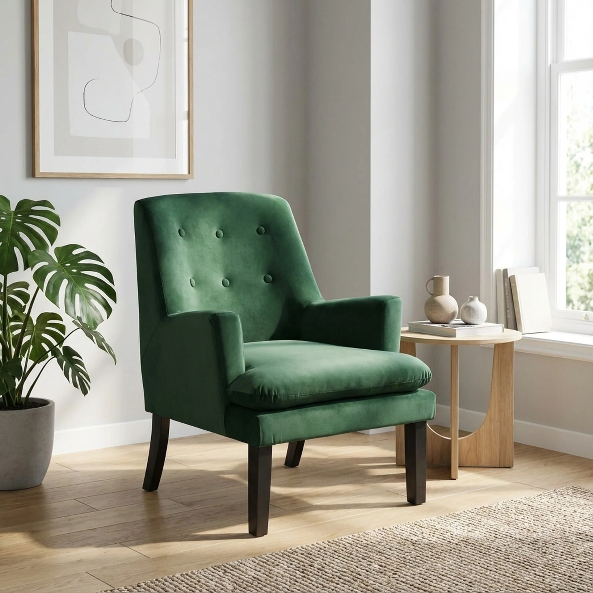 Mila Velvet Armchair - Green - Image 4