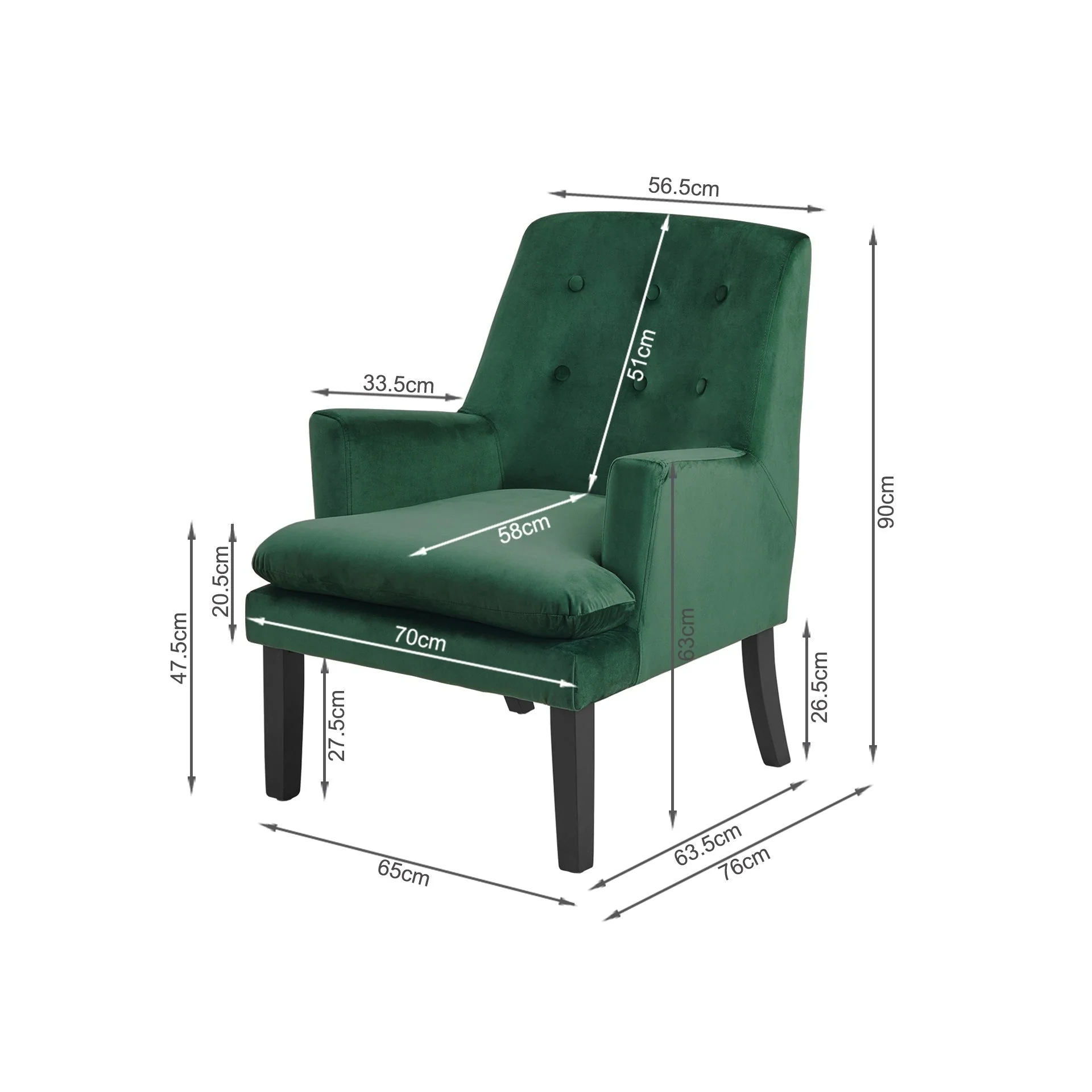 Mila Velvet Armchair - Green - Image 9