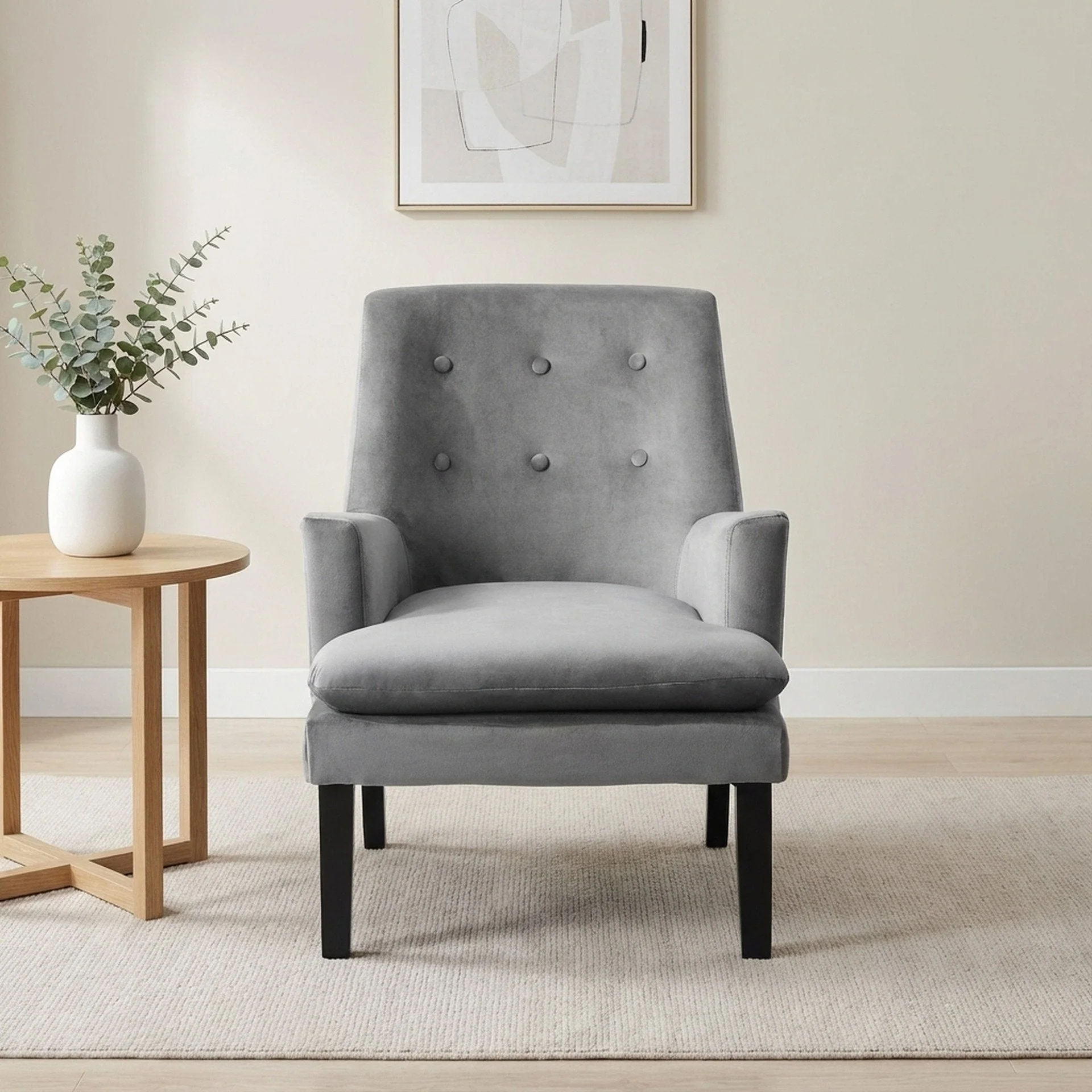Mila Velvet Arm Chair - Grey - Image 3