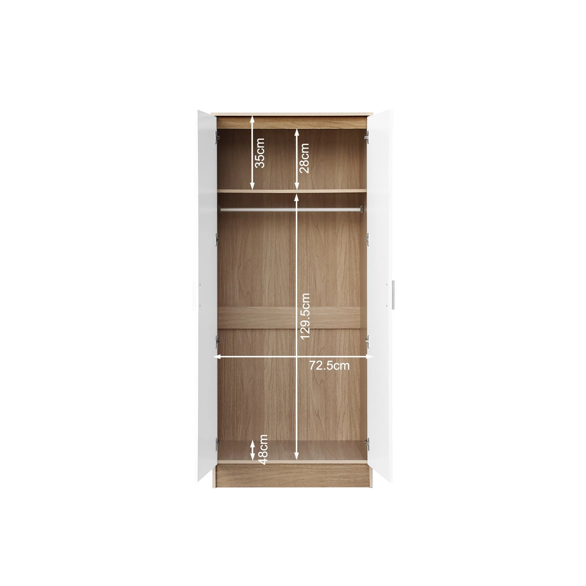 Miller 2 Door Wardrobe - Light Teak + White - Image 10