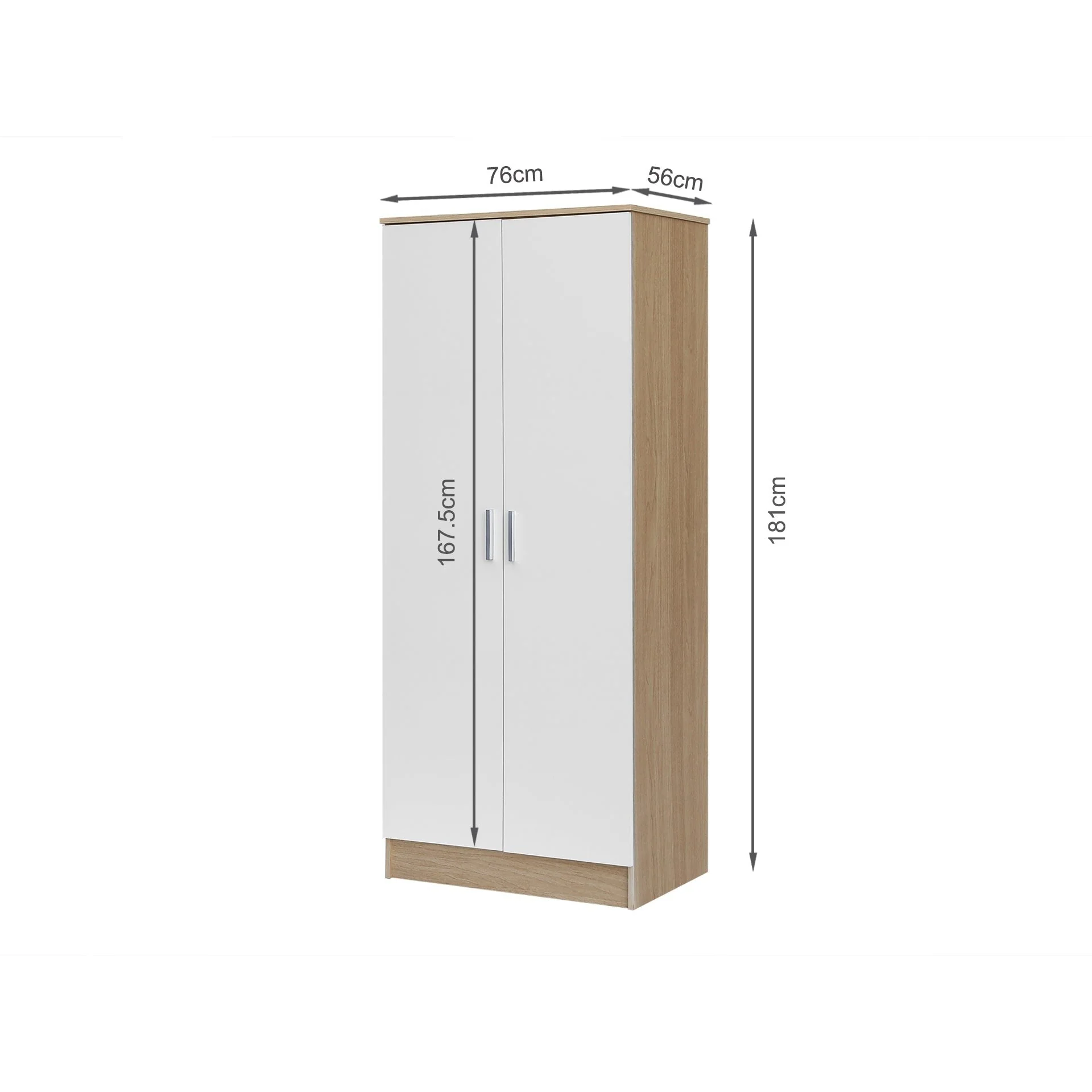 Miller 2 Door Wardrobe - Light Teak + White - Image 9
