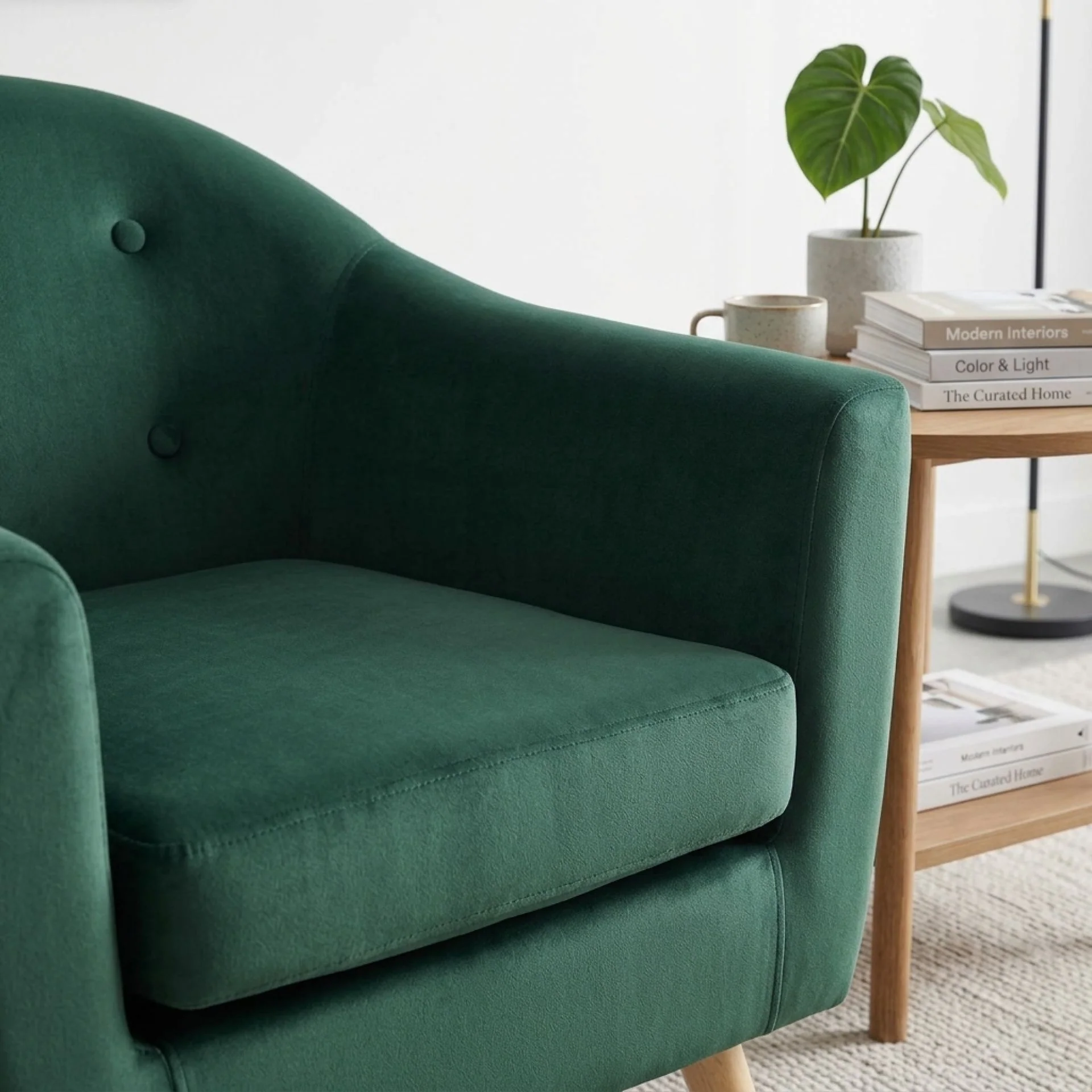 Millo Velvet Armchair - Dark Green - Image 7