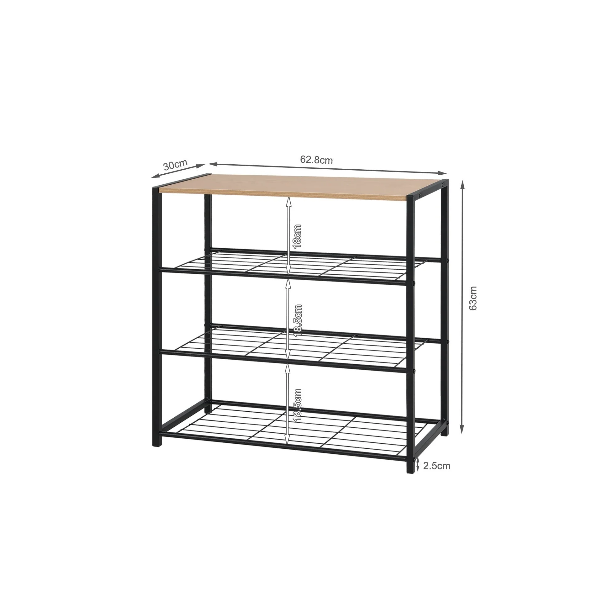 Milton 4 Tier Storage Shelf - Maple + Black - Image 9