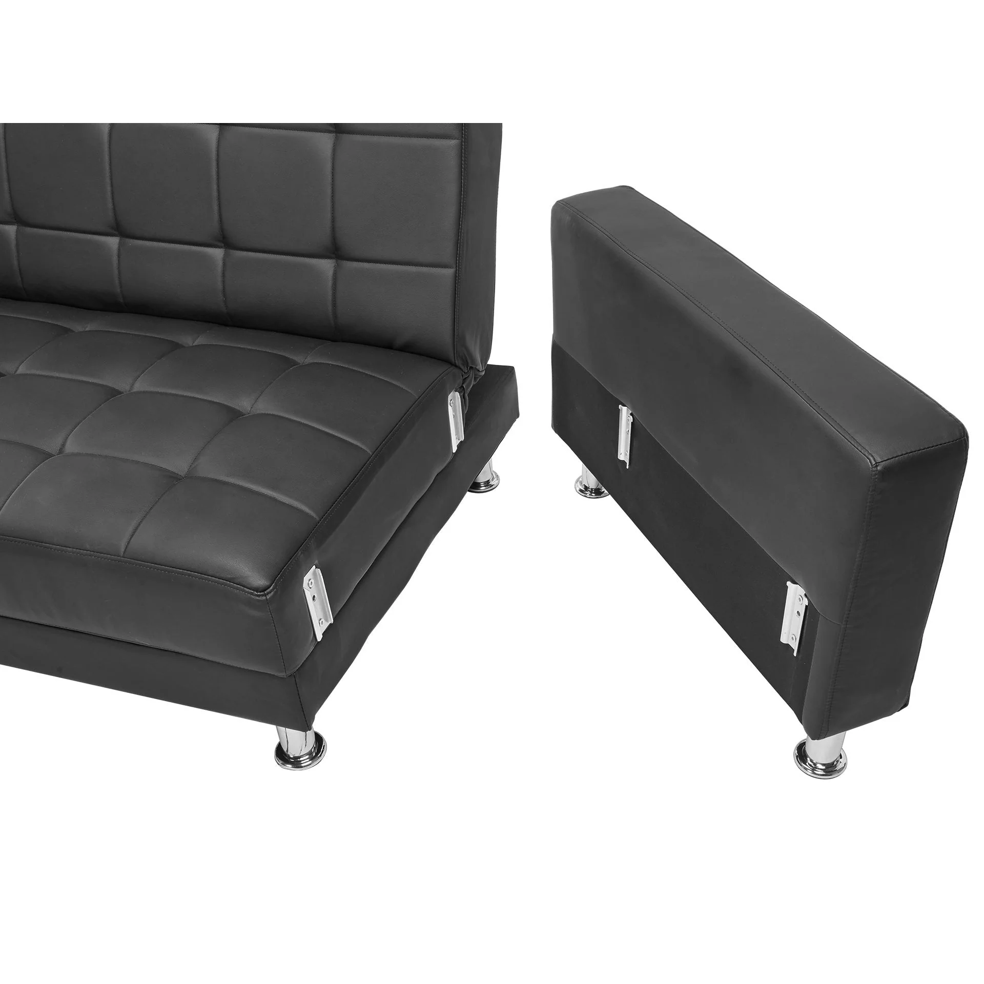 Minnesota 5 Seater Sofa Bed Futon with Chaise - Black - Image 10