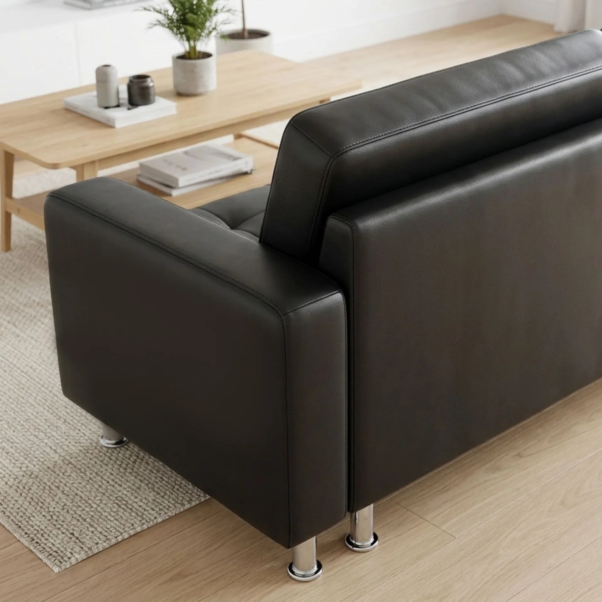 Minnesota 5 Seater Sofa Bed Futon with Chaise - Black - Image 7