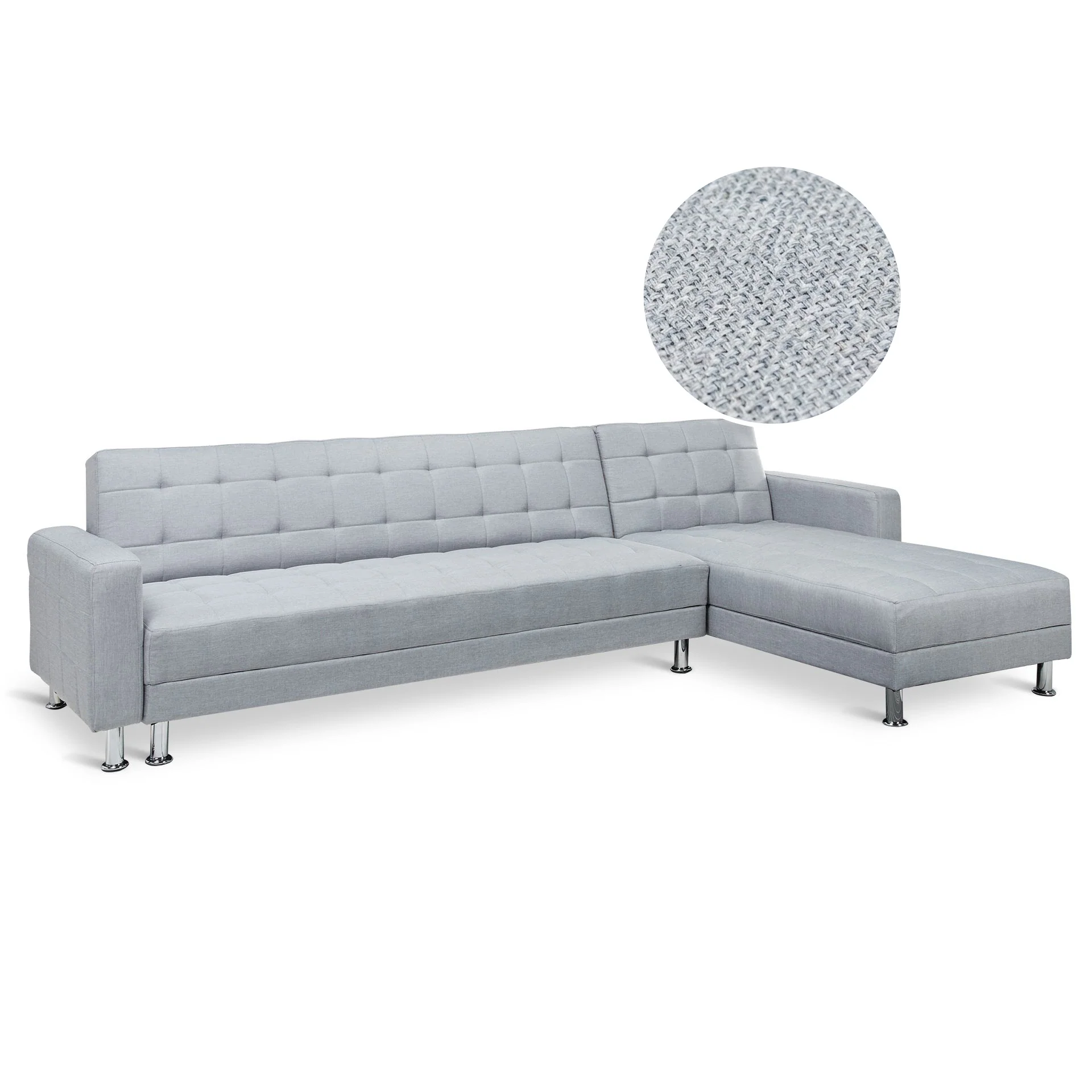 Minnesota 5 Seater Sofa Bed Futon with Chaise - Grey - Image 7