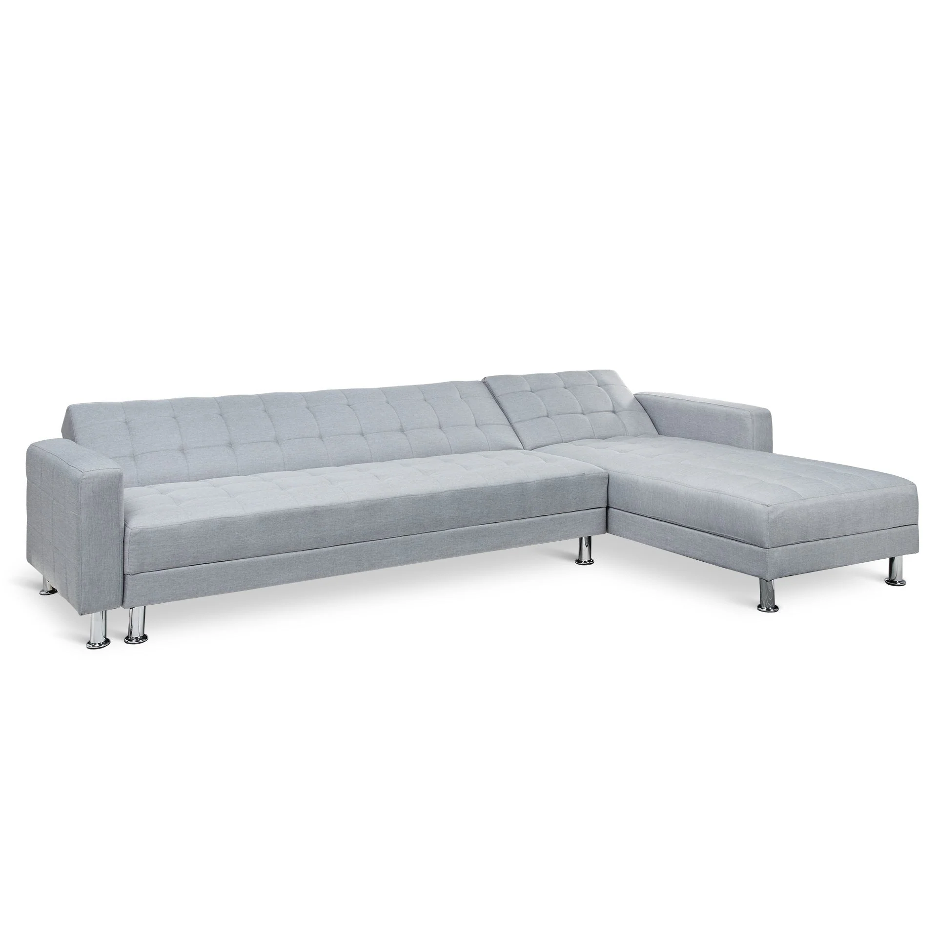 Minnesota 5 Seater Sofa Bed Futon with Chaise - Grey - Image 8