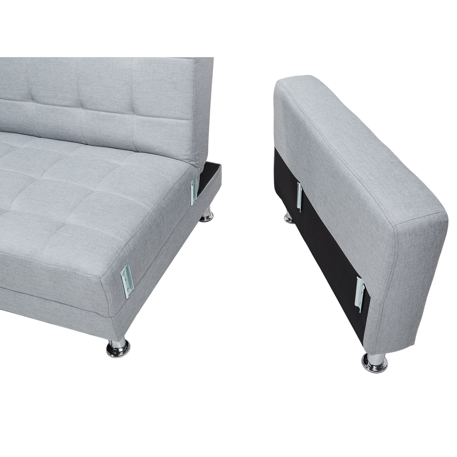 Minnesota 5 Seater Sofa Bed Futon with Chaise - Grey - Image 9