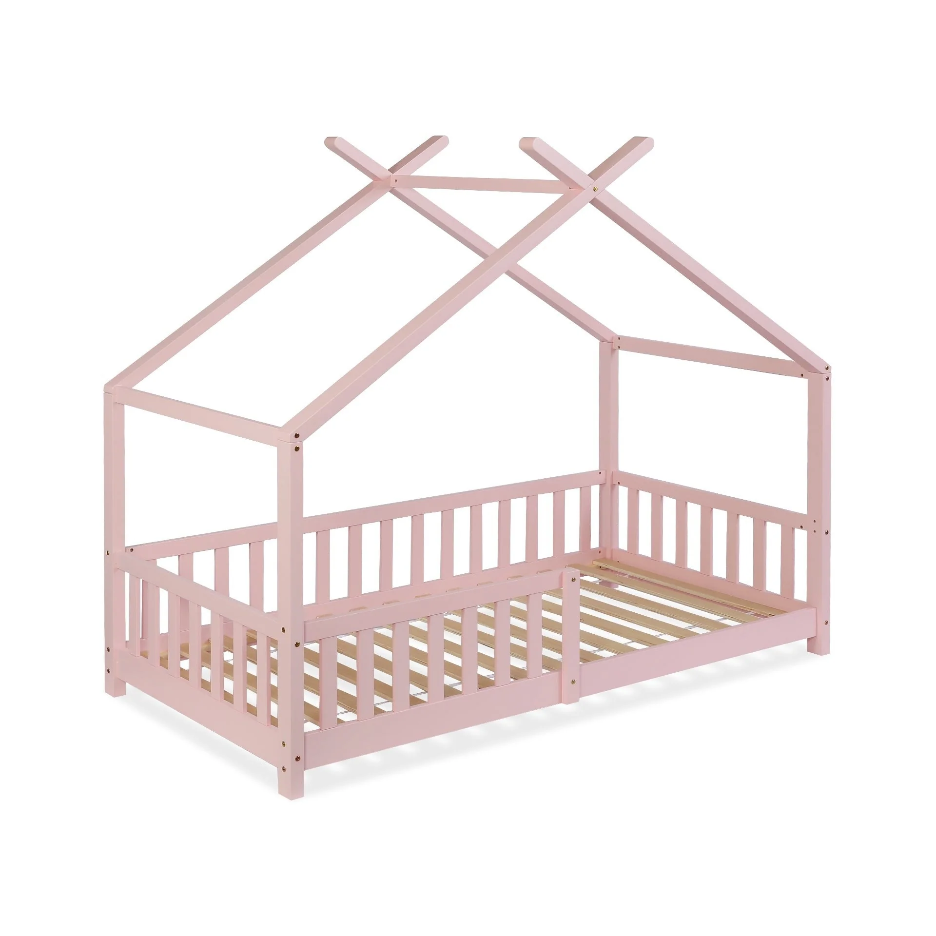 Minto Single Wooden House Bed Frame - Pink - Image 5