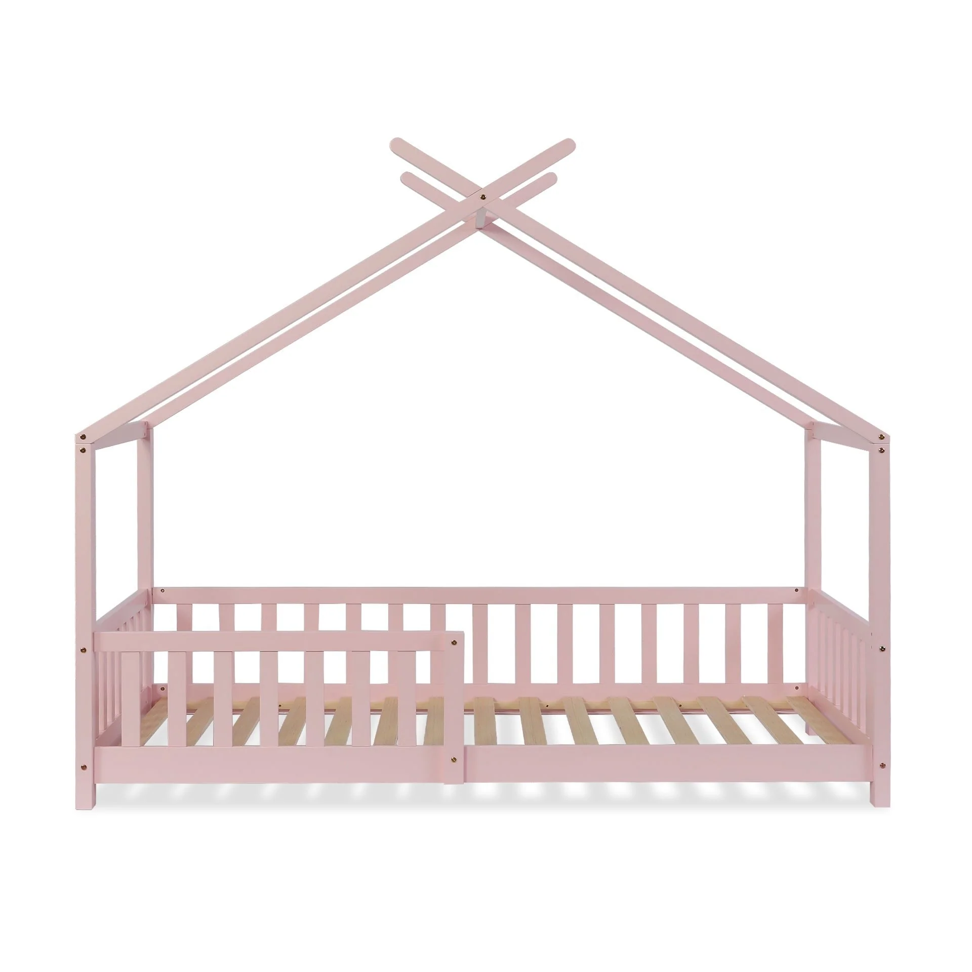 Minto Single Wooden House Bed Frame - Pink - Image 6