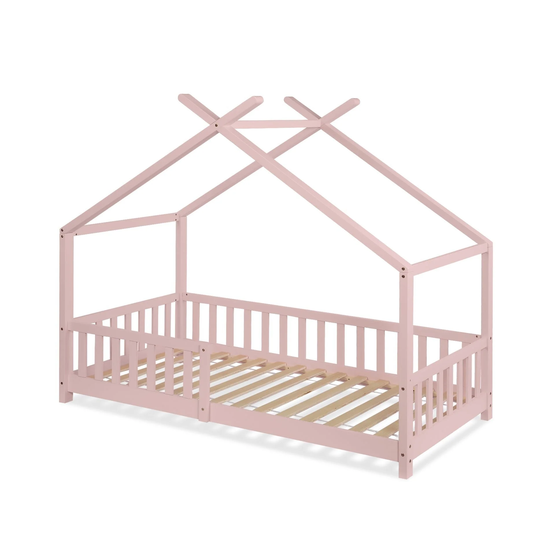 Minto Single Wooden House Bed Frame - Pink - Image 7