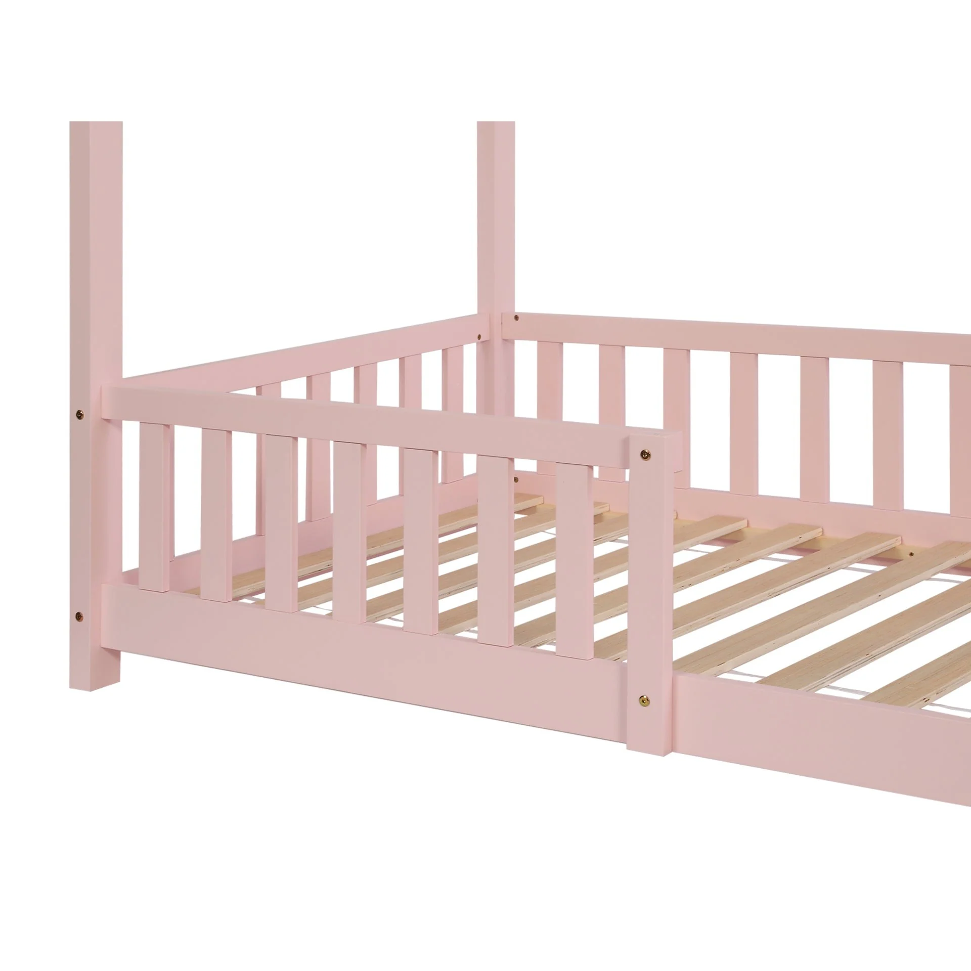Minto Single Wooden House Bed Frame - Pink - Image 8