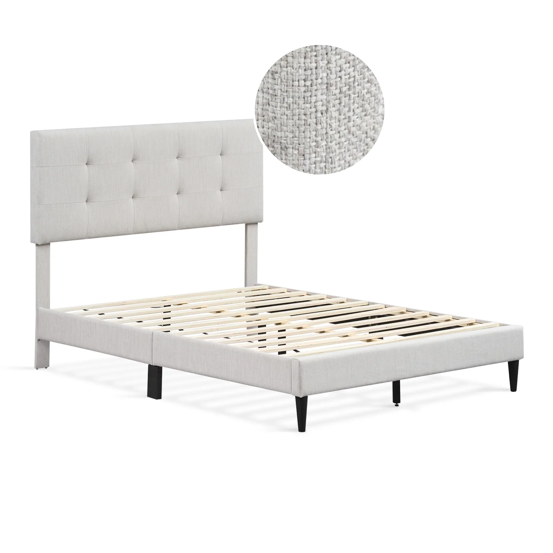 Mitre Double Fabric Bed Frame - Stone - Image 9