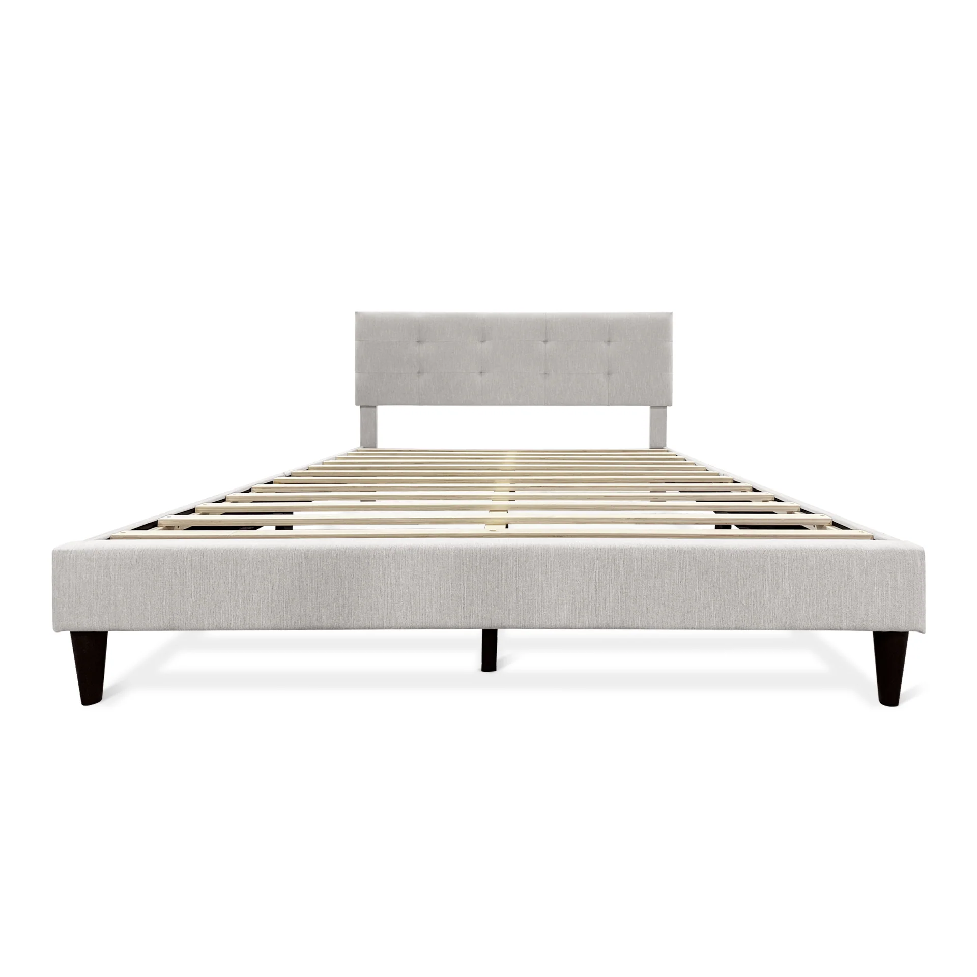 Mitre Queen Fabric Bed Frame - Stone - Image 5