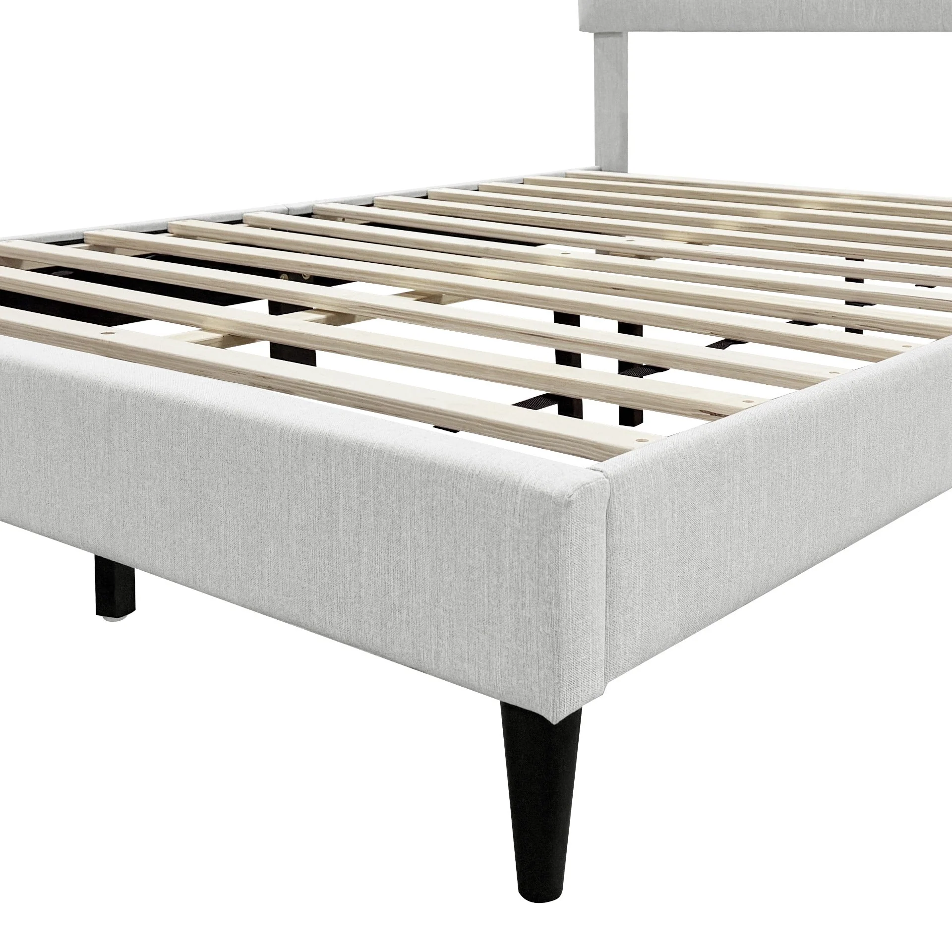Mitre Queen Fabric Bed Frame - Stone - Image 7