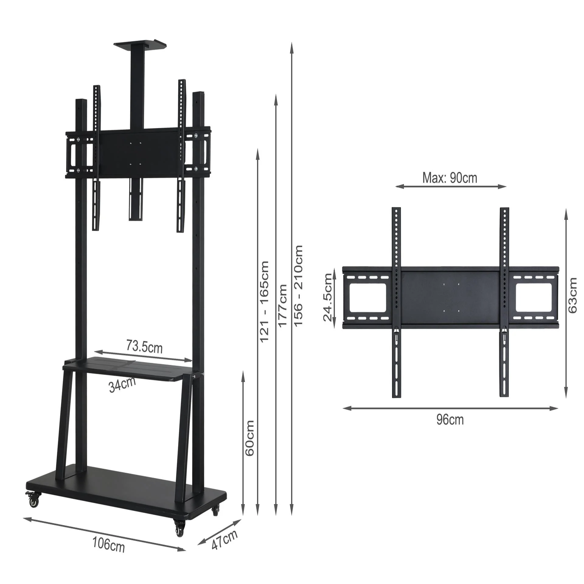 Mobile TV Stand Height Adjustable 32"-86" - Image 6