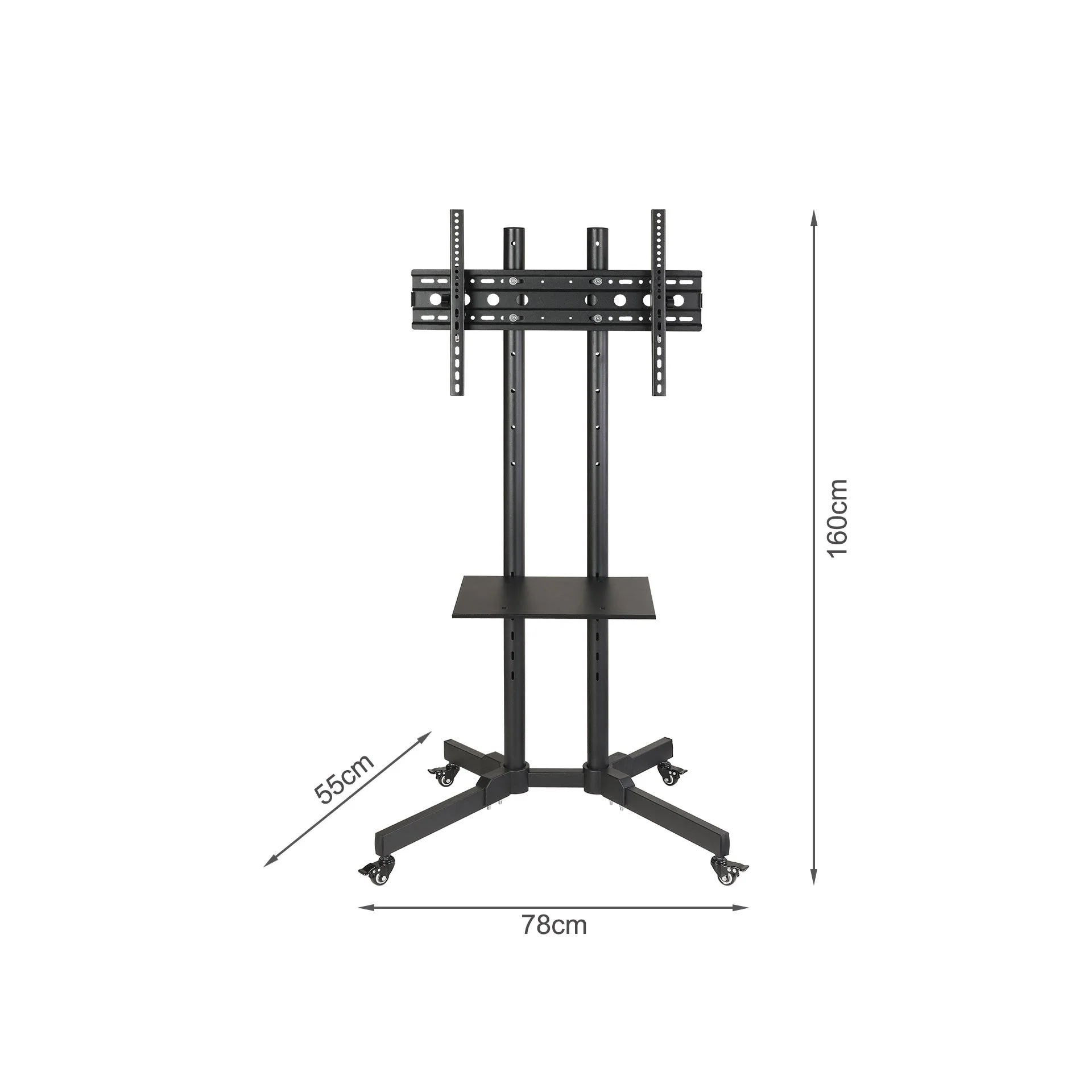 Mobile TV Stand with Wheels Height Adjustable 32"-65" - Image 6