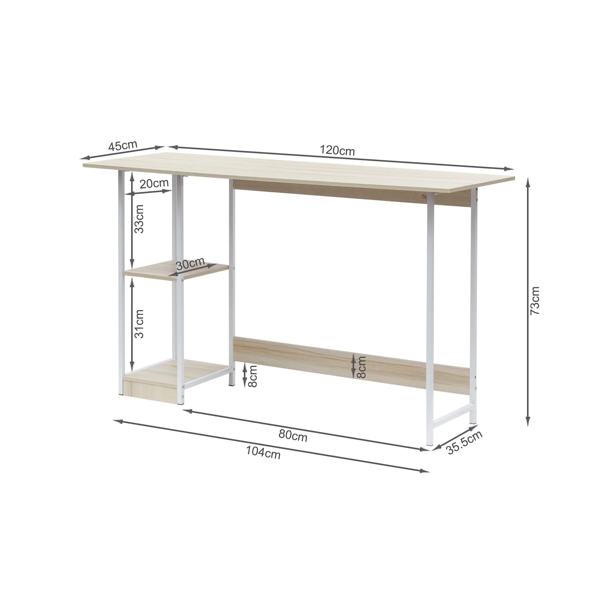 Monroe 120cm Computer Desk - White - Image 9