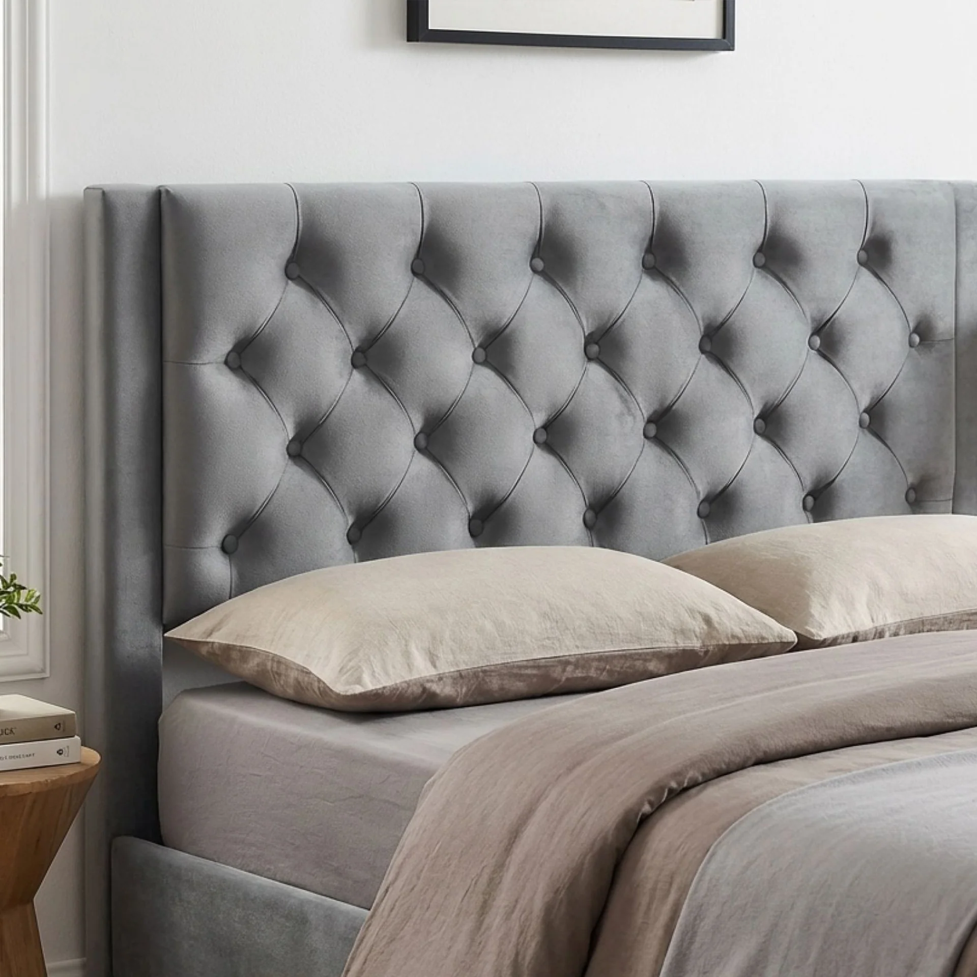 Montana Velvet Double Bed Frame with 4 Drawers - Grey - Image 7