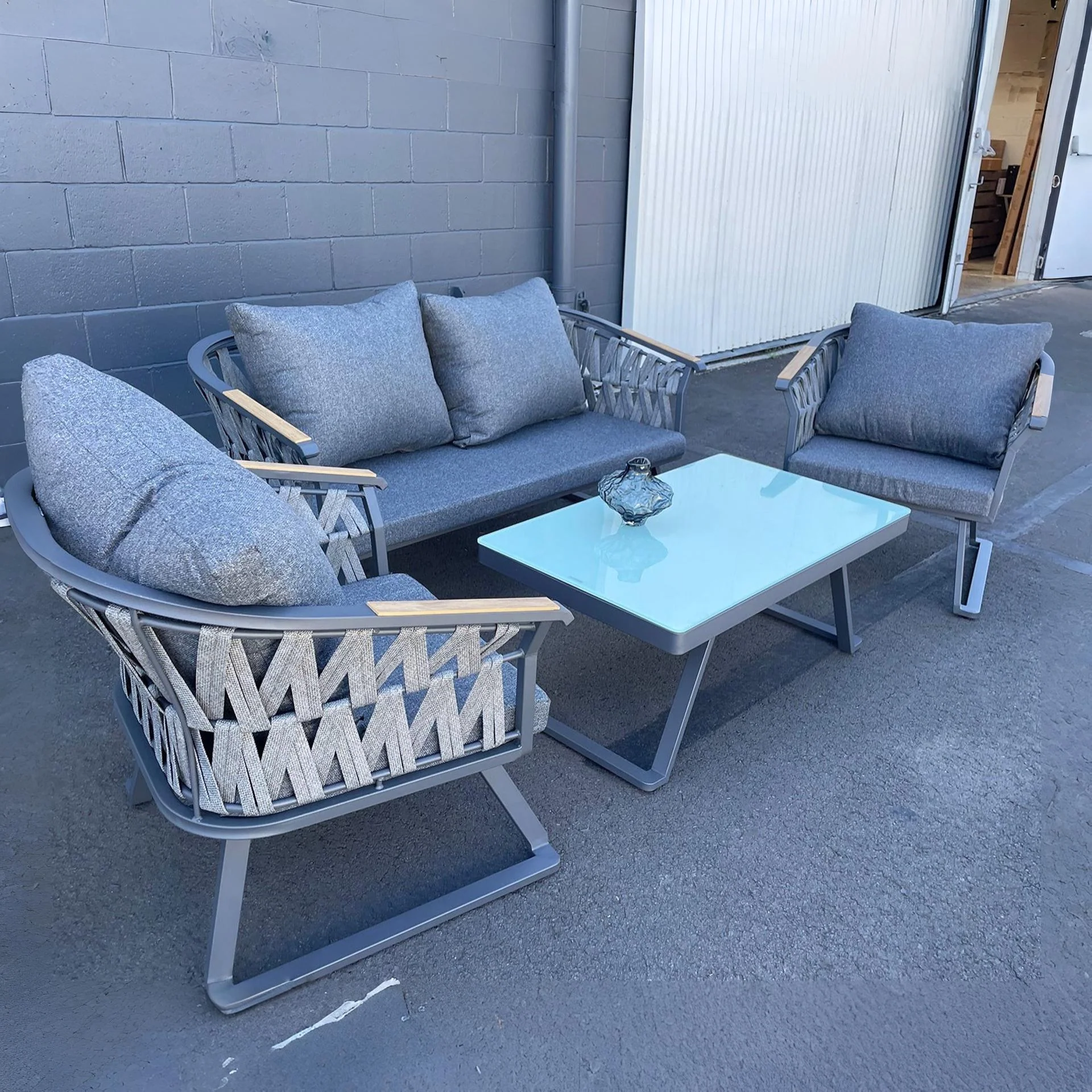 Moreton 4 Piece Outdoor Sofa Set - Dark Grey - Image 3