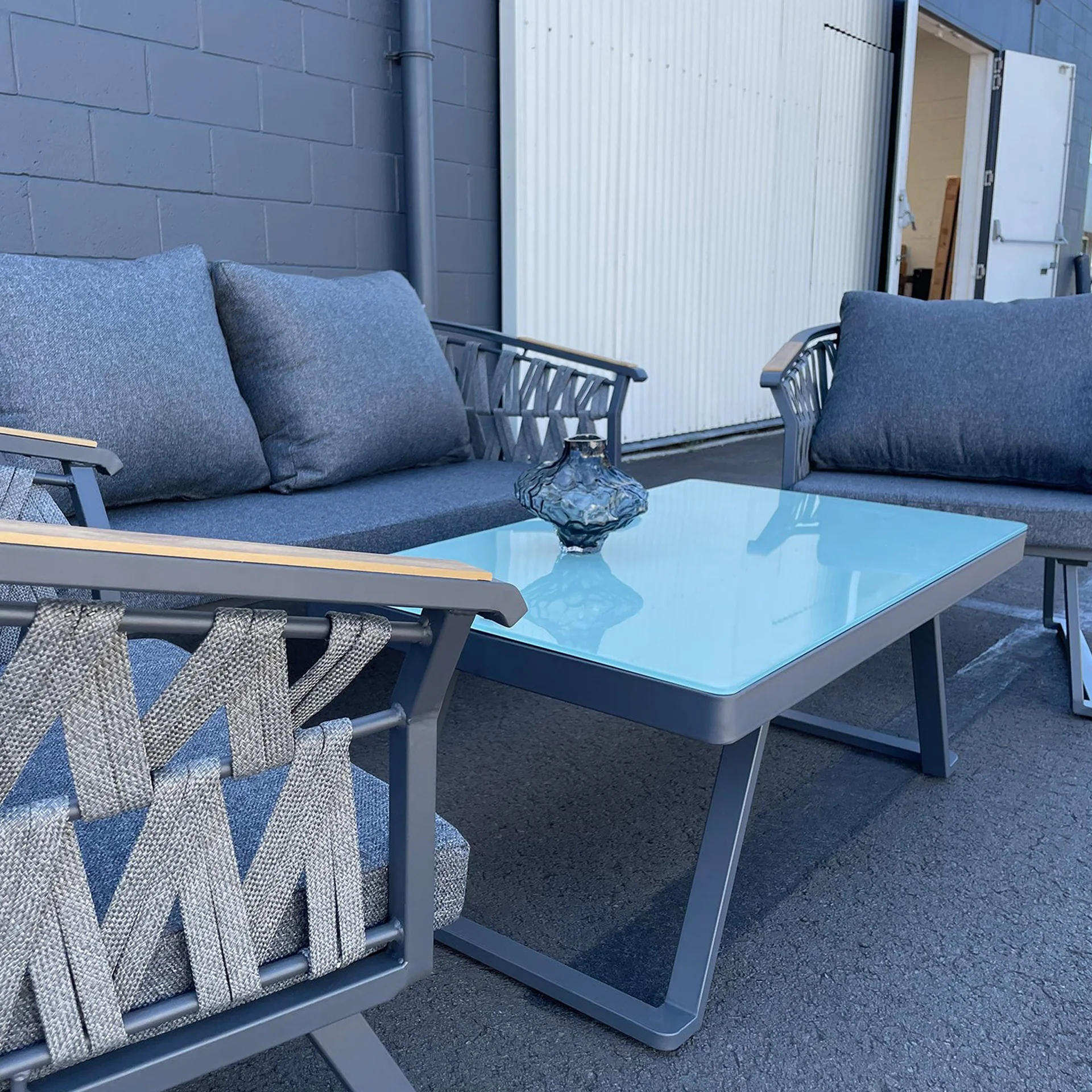 Moreton 4 Piece Outdoor Sofa Set - Dark Grey - Image 4