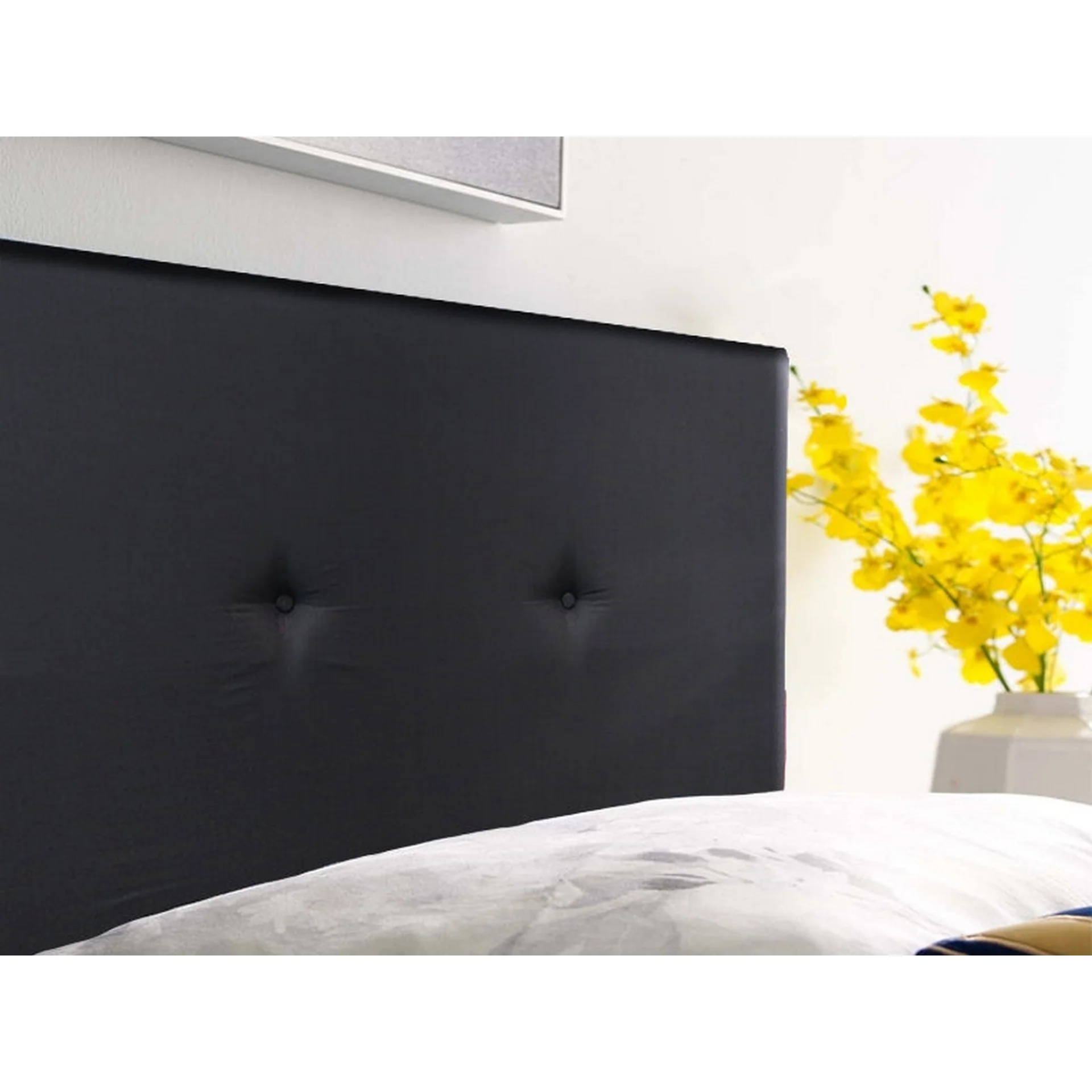 MORGAN Upholstered Headboard Double - BLACK - Image 3