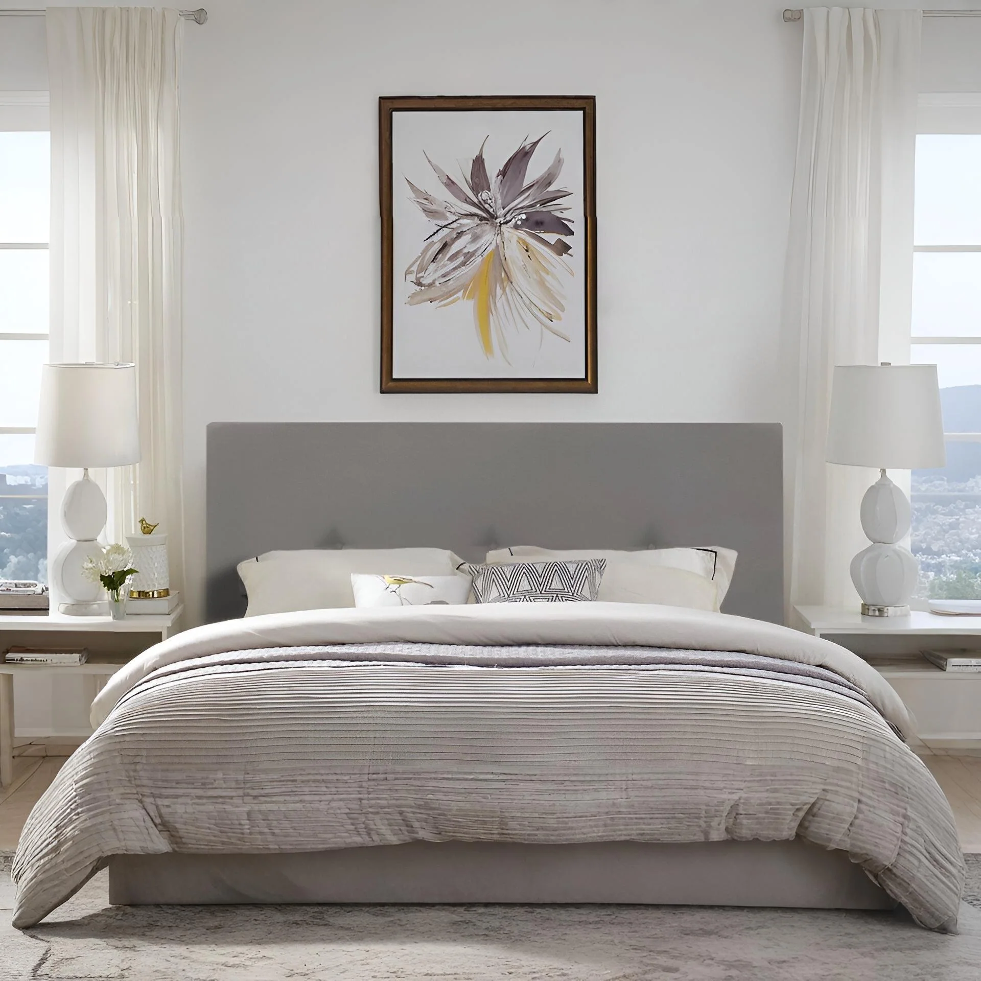 MORGAN Upholstered Headboard Double - SLATE - Image 6
