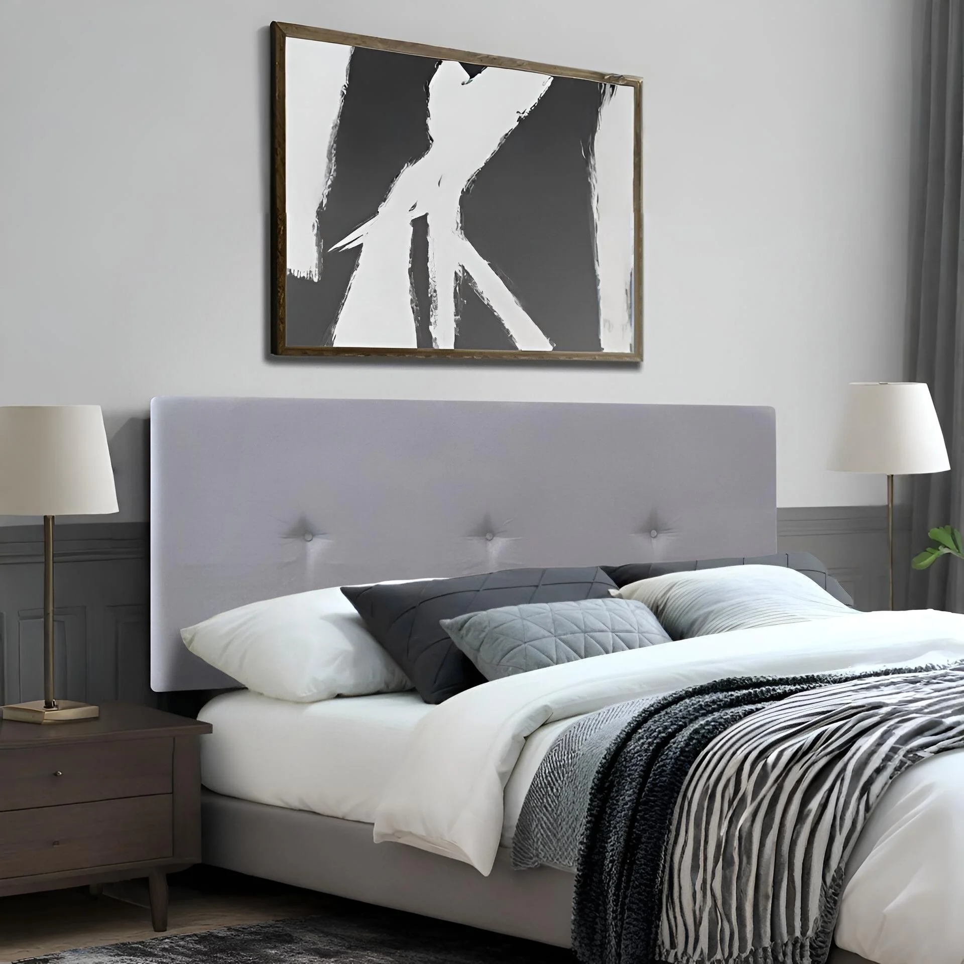 MORGAN Upholstered Headboard King - GREY - Image 5