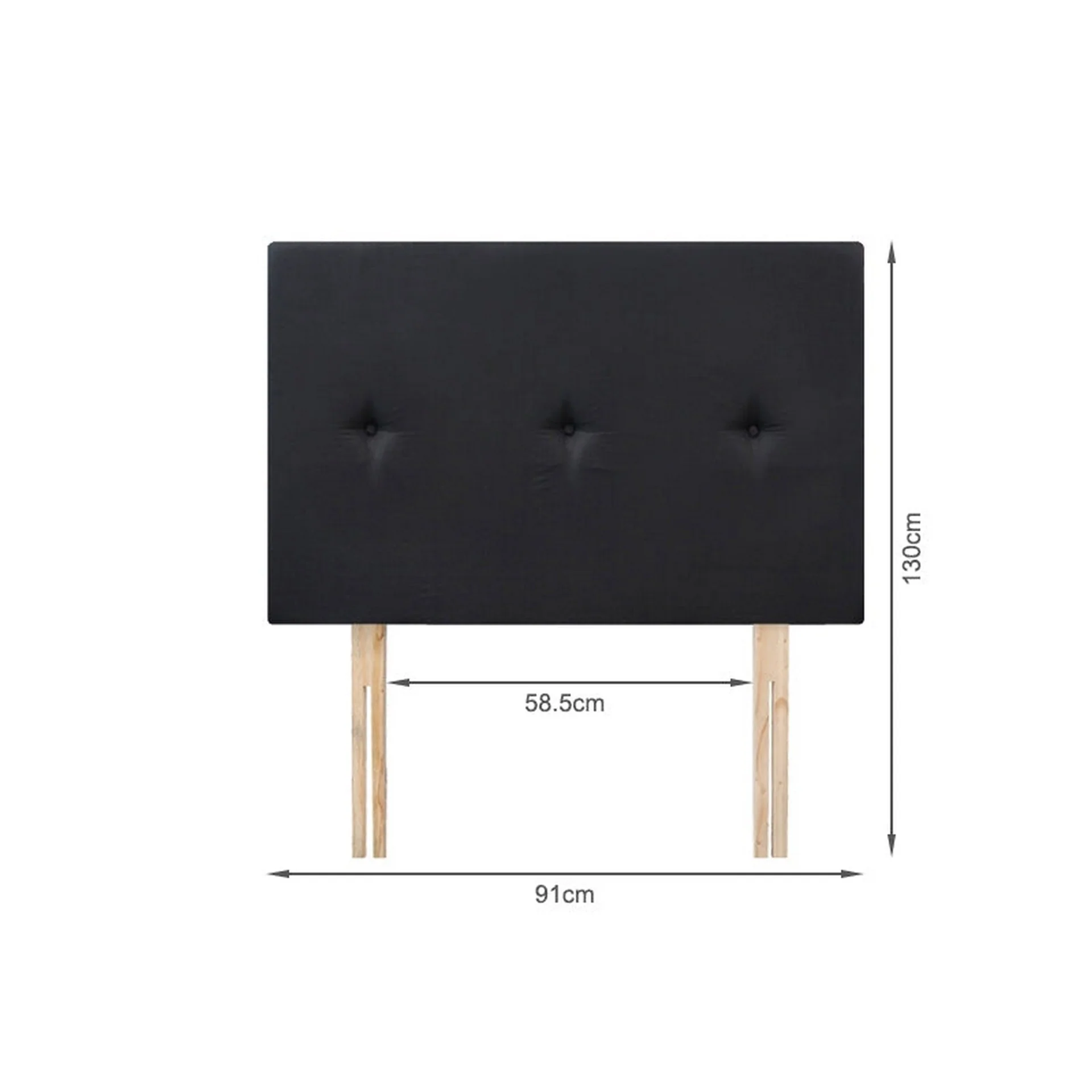 MORGAN Upholstered Headboard Single - BLACK - Image 3