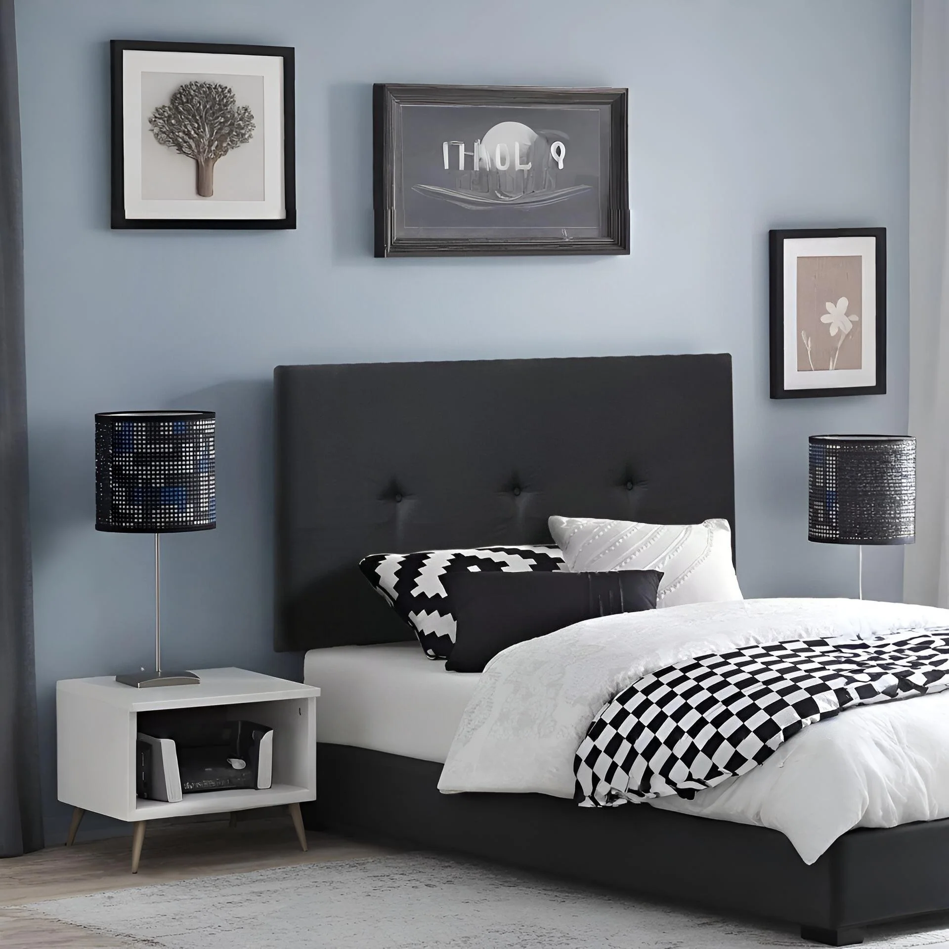 MORGAN Upholstered Headboard Single - BLACK - Image 4