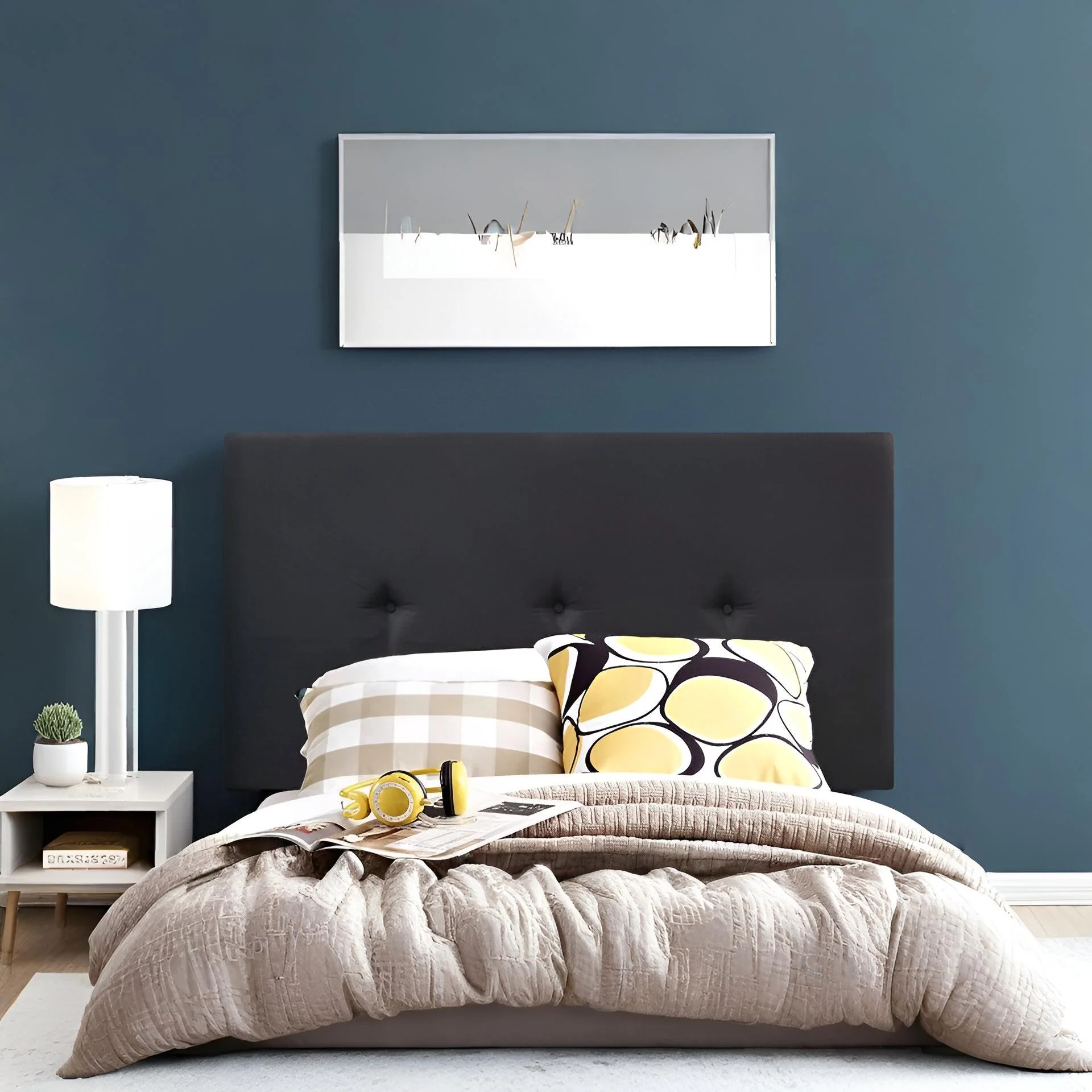 MORGAN Upholstered Headboard Single - BLACK - Image 6