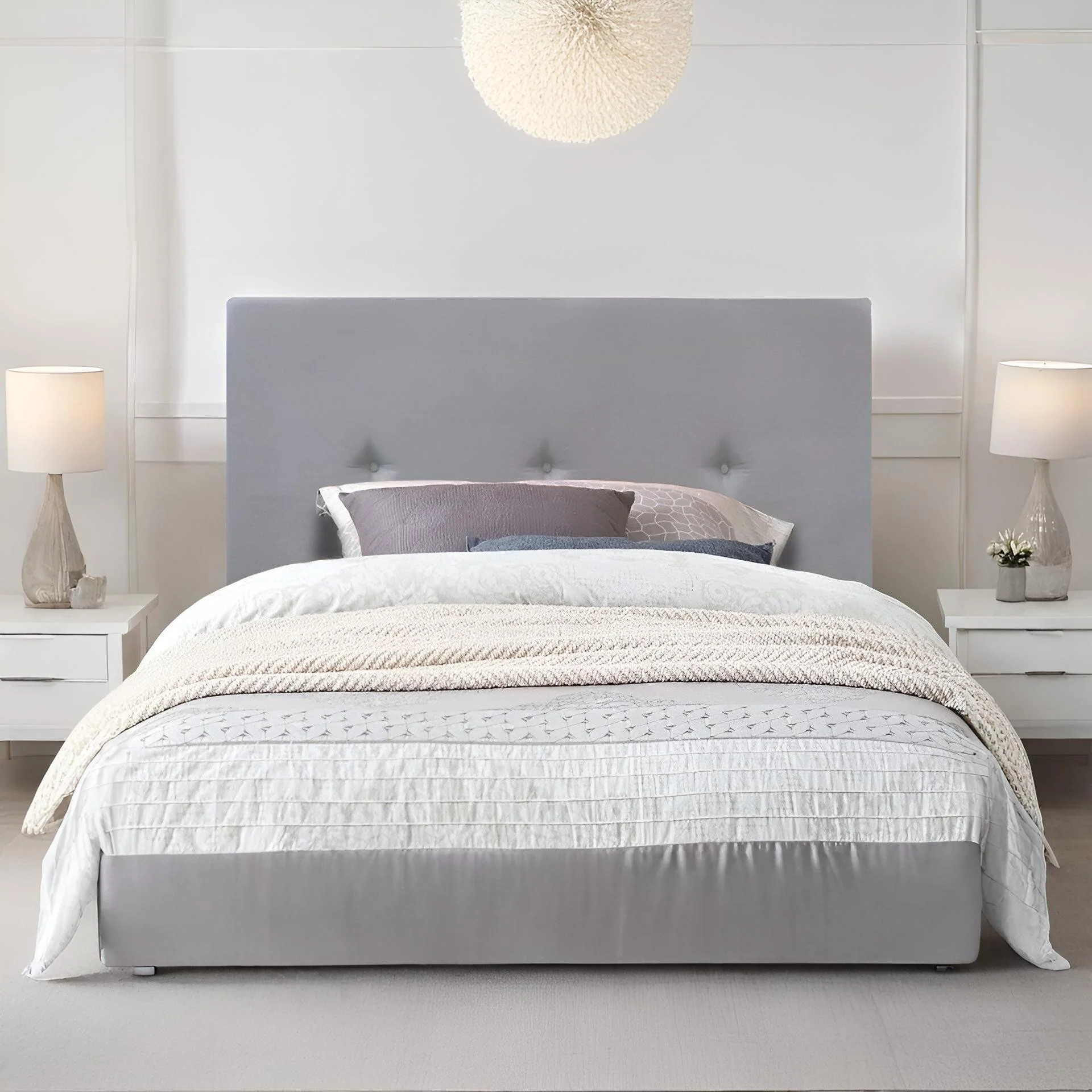 MORGAN Upholstered Headboard Single - GREY - Image 6