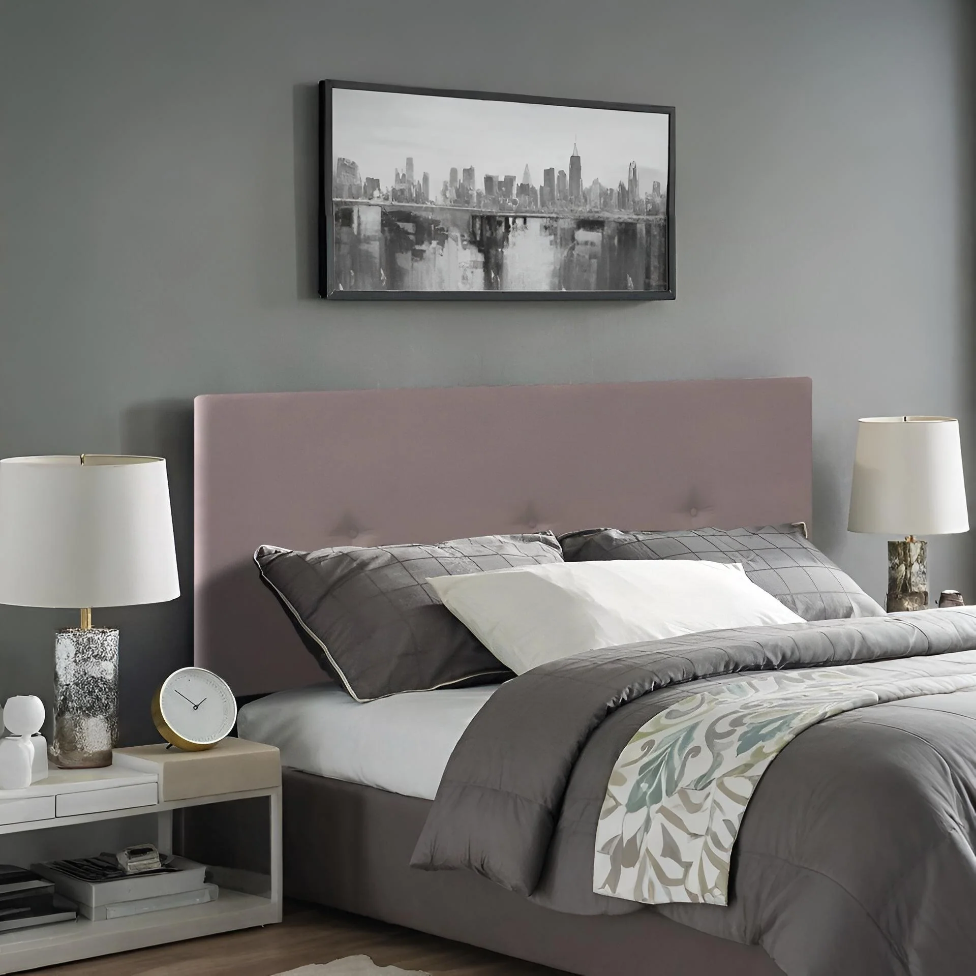 MORGAN Upholstered Headboard Super King - SLATE - Image 2