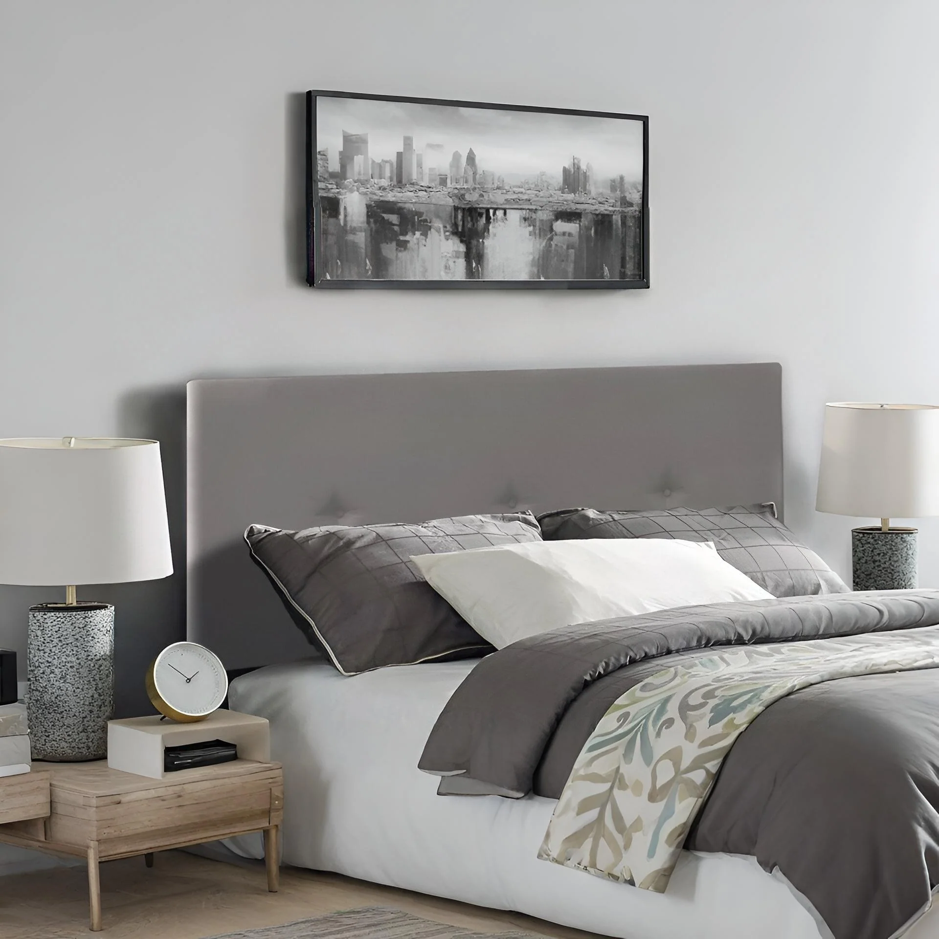 MORGAN Upholstered Headboard Super King - SLATE - Image 5