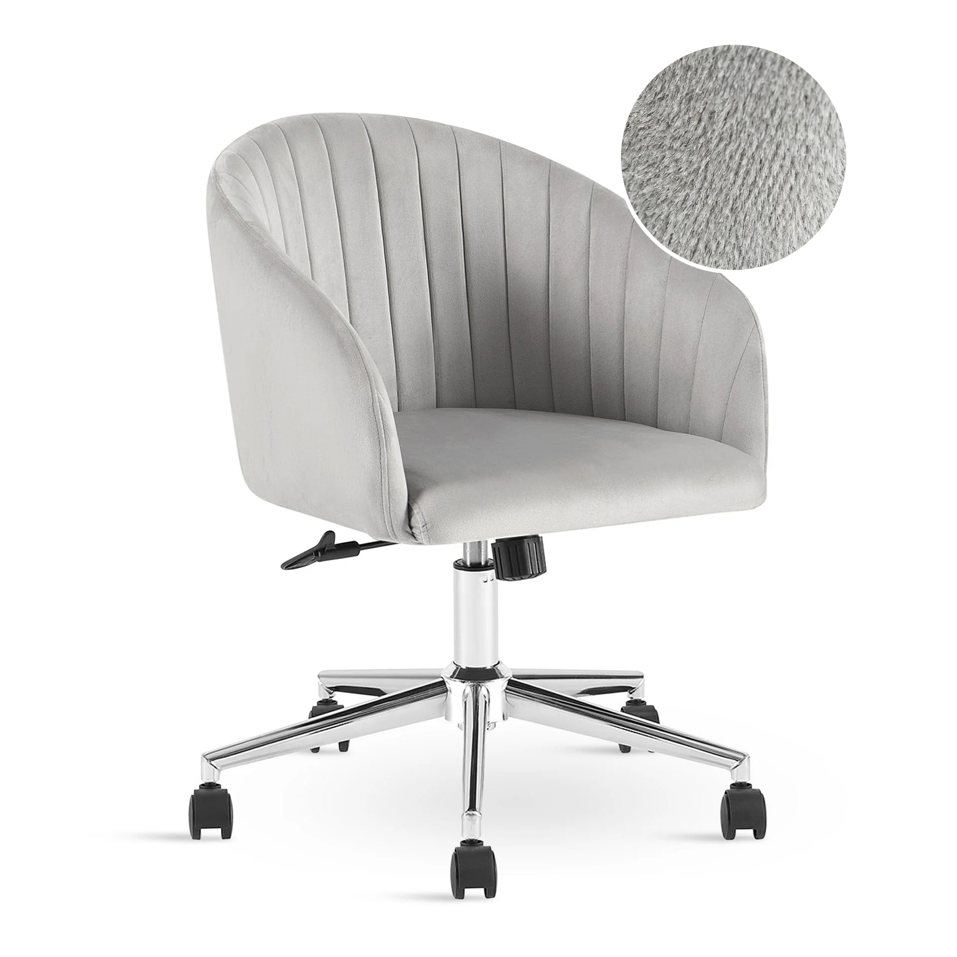 Morgan Velvet Office Chair - Light Grey - Image 5