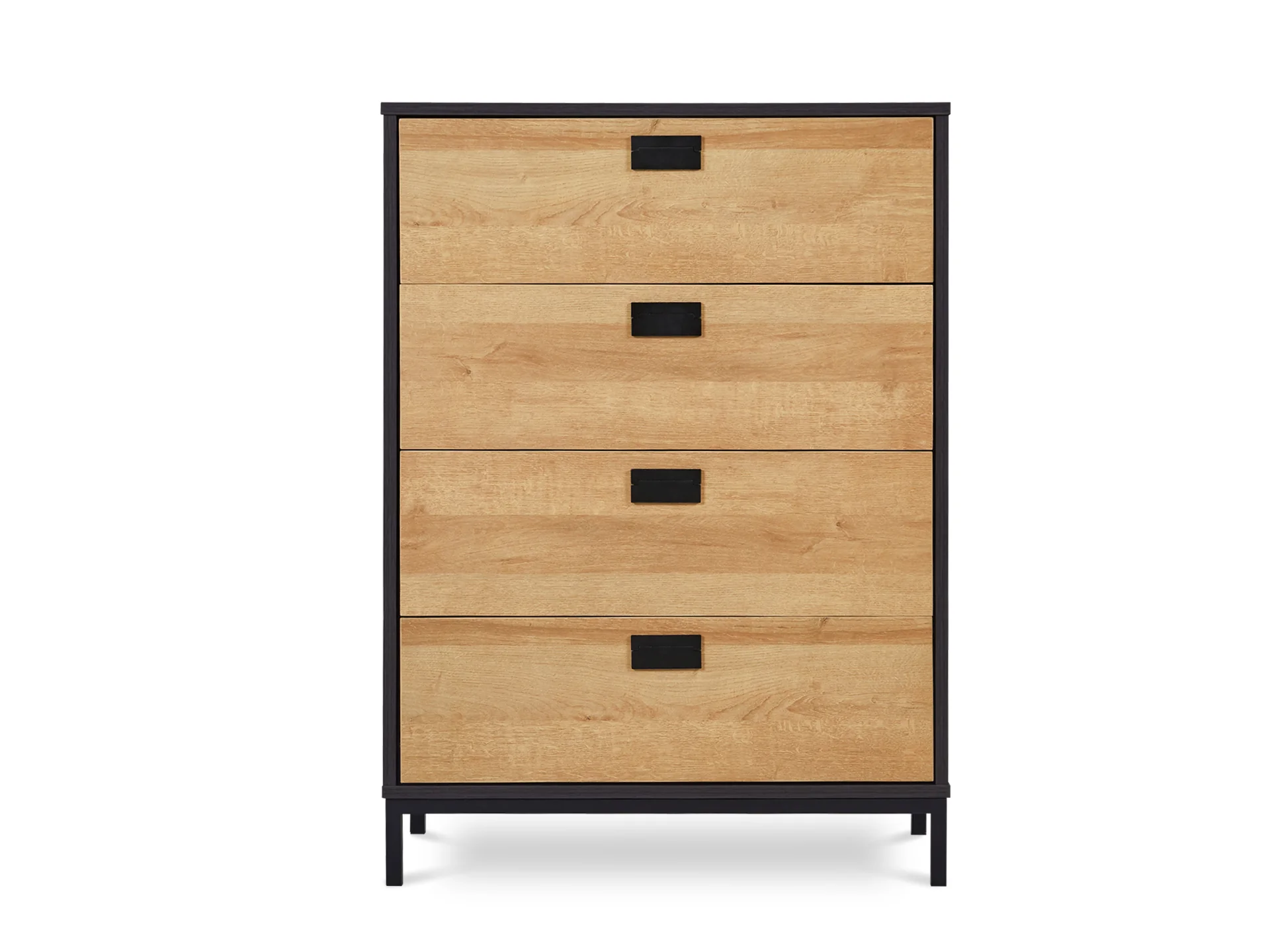 MORRIS Wooden Tallboy 4 Drawers - Oak - Image 7
