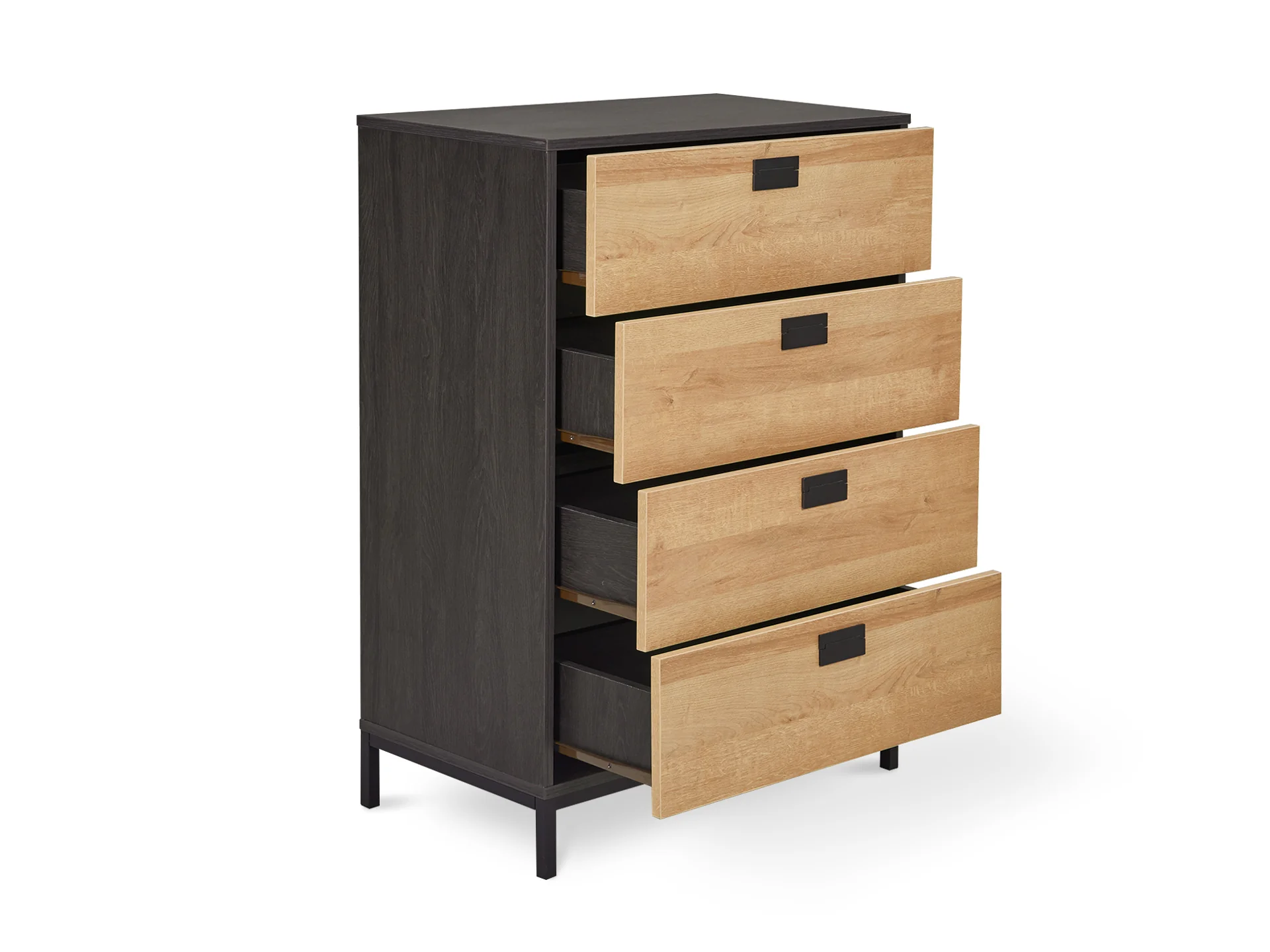 MORRIS Wooden Tallboy 4 Drawers - Oak - Image 9