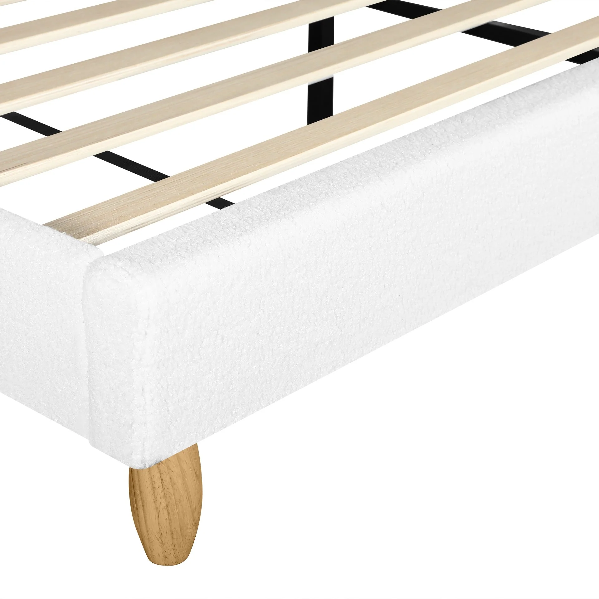 MORUISG Boucle King Bed Frame - White - Image 10