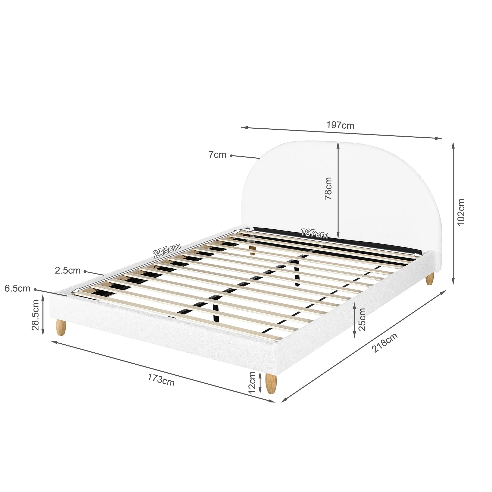MORUISG Boucle King Bed Frame - White - Image 12