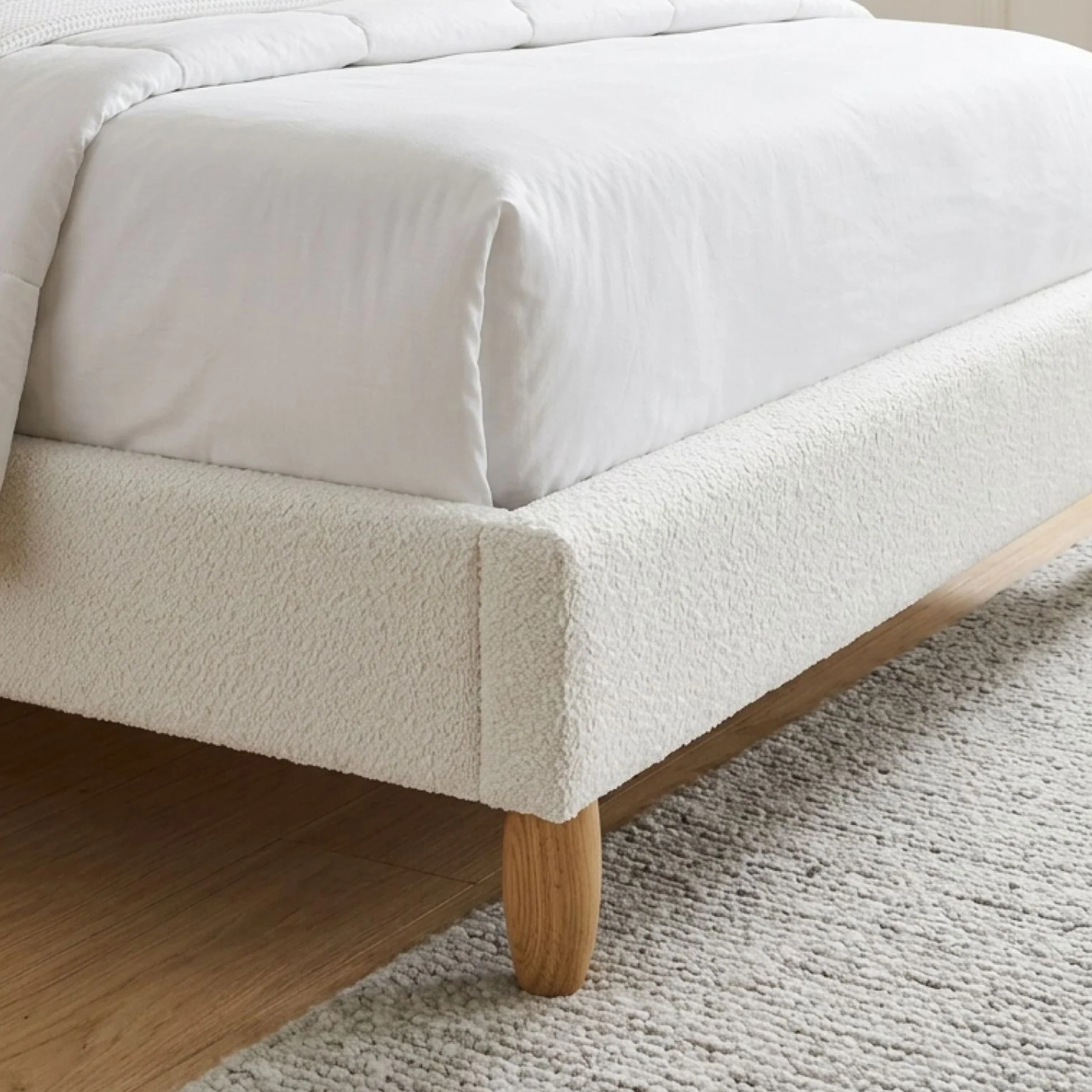 MORUISG Boucle King Bed Frame - White - Image 5