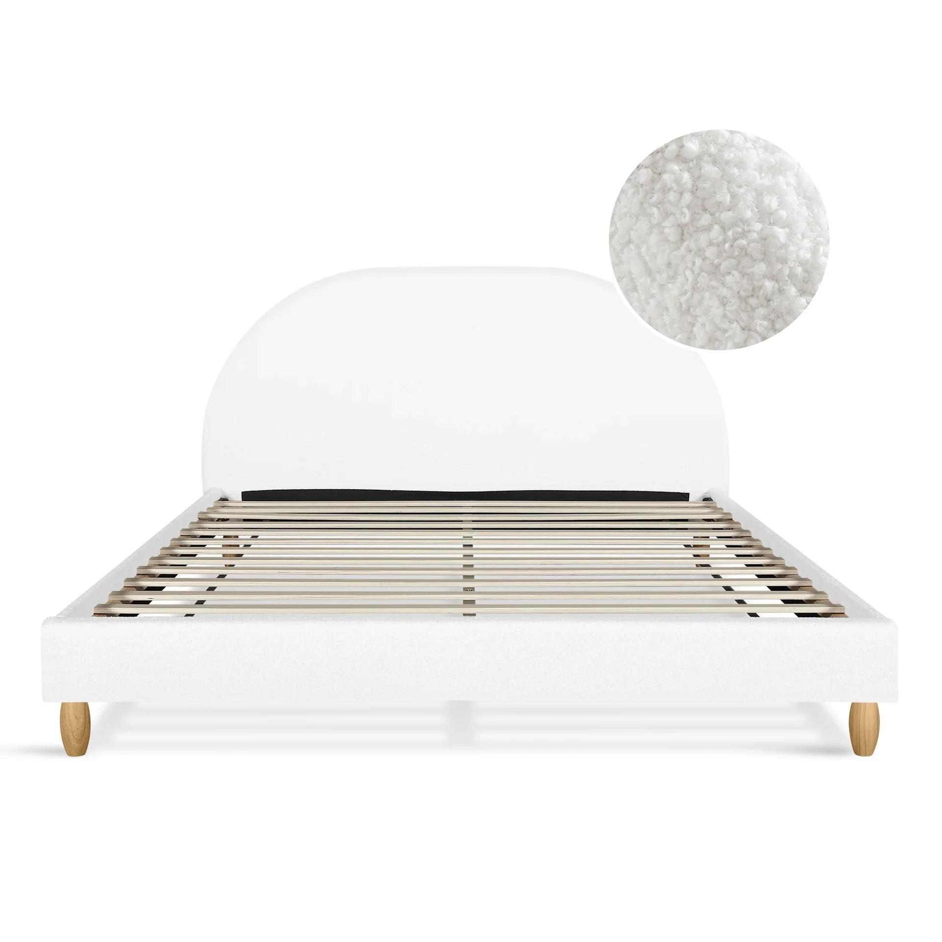 MORUISG Boucle King Bed Frame - White - Image 7