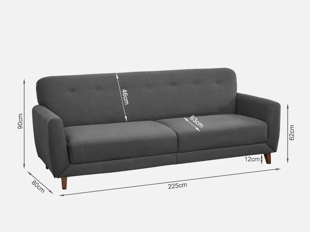 MUNICH 3-Seater Sofa Bed DARK GREY - Image 4