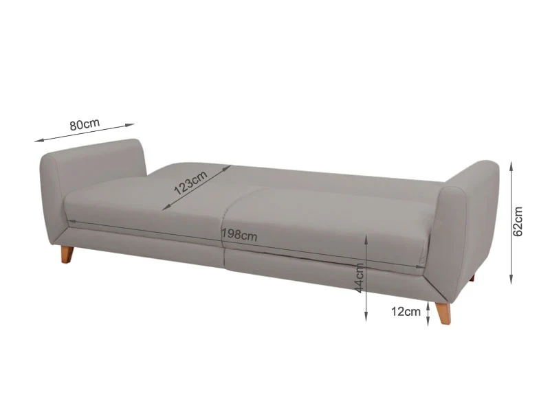 MUNICH 3 Seater Sofa Bed LIGHT GREY - Image 7