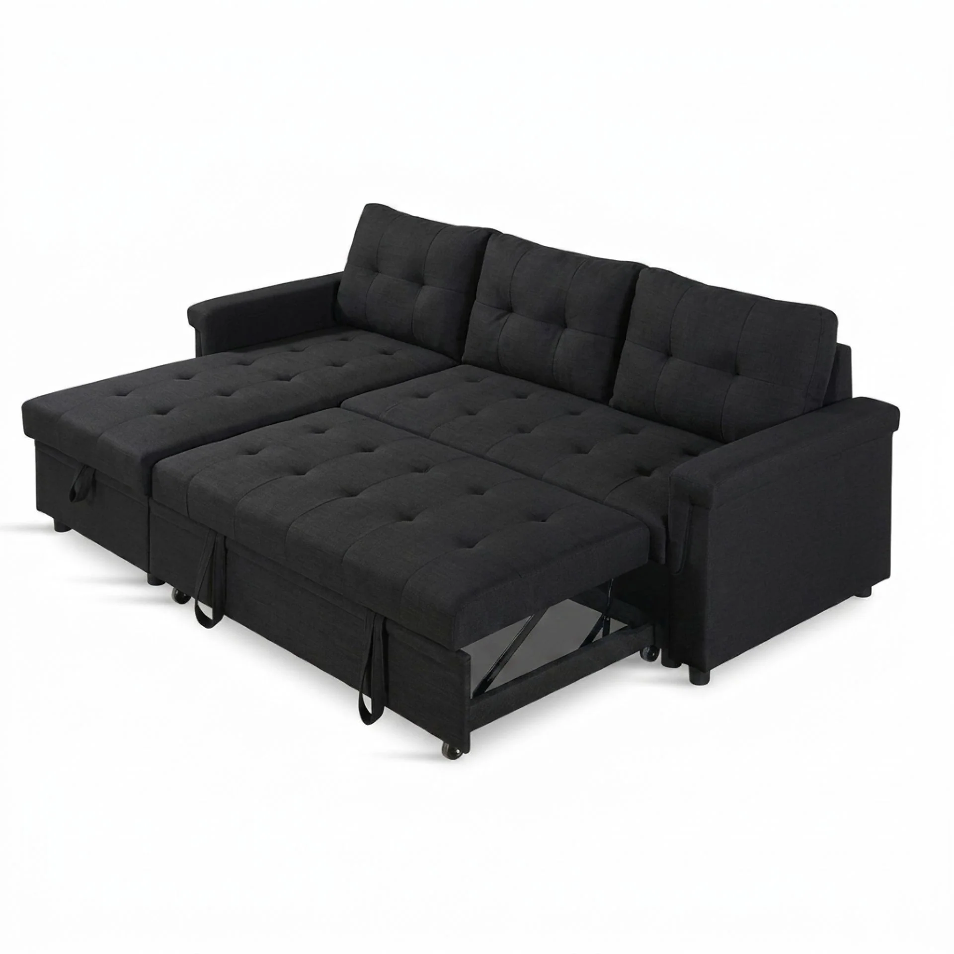 Murphy 3 Seater Sofa Bed with Storage - Black - Image 10