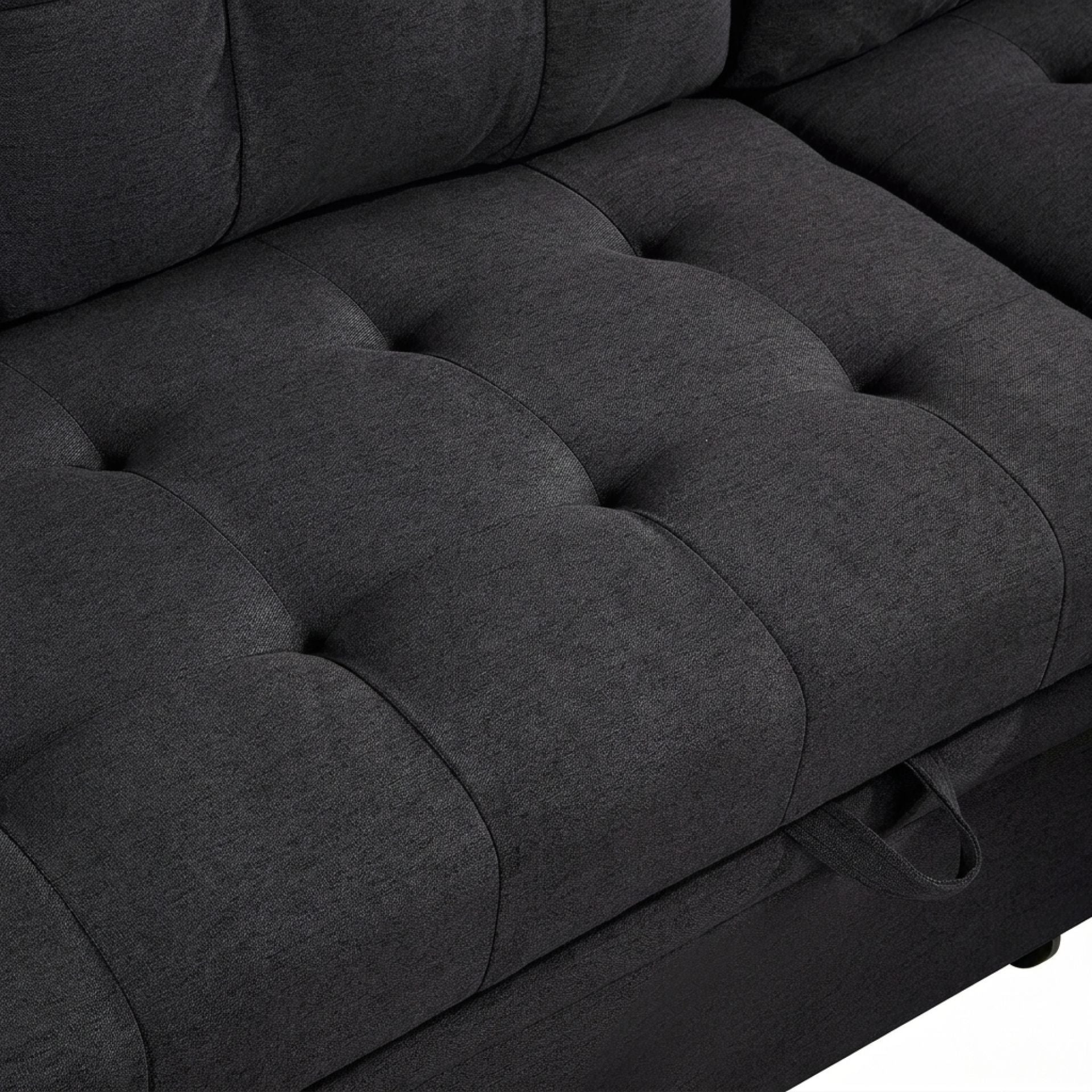 Murphy 3 Seater Sofa Bed with Storage - Black - Image 13