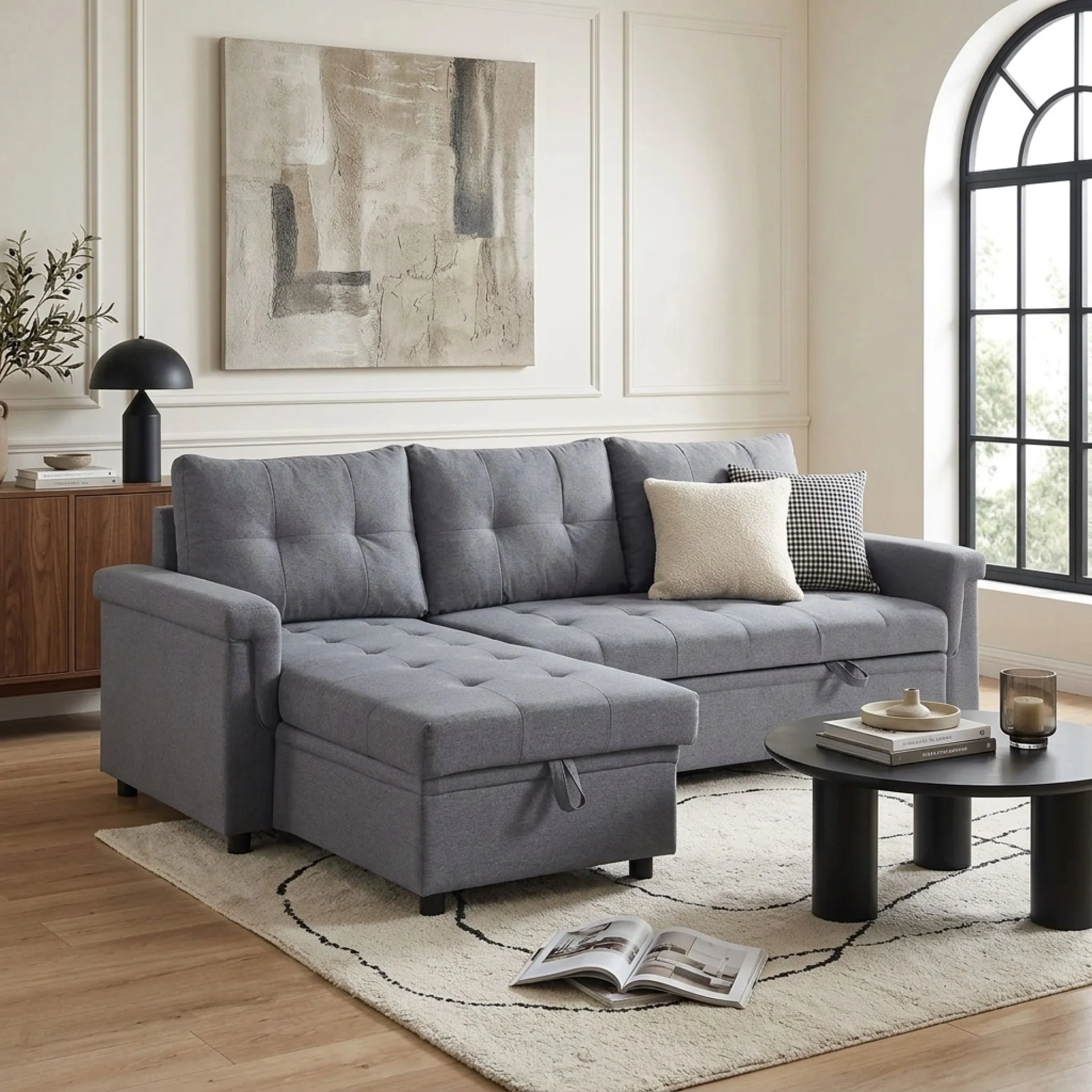 Murphy 3 Seater Sofa Bed with Storage - Dark Grey