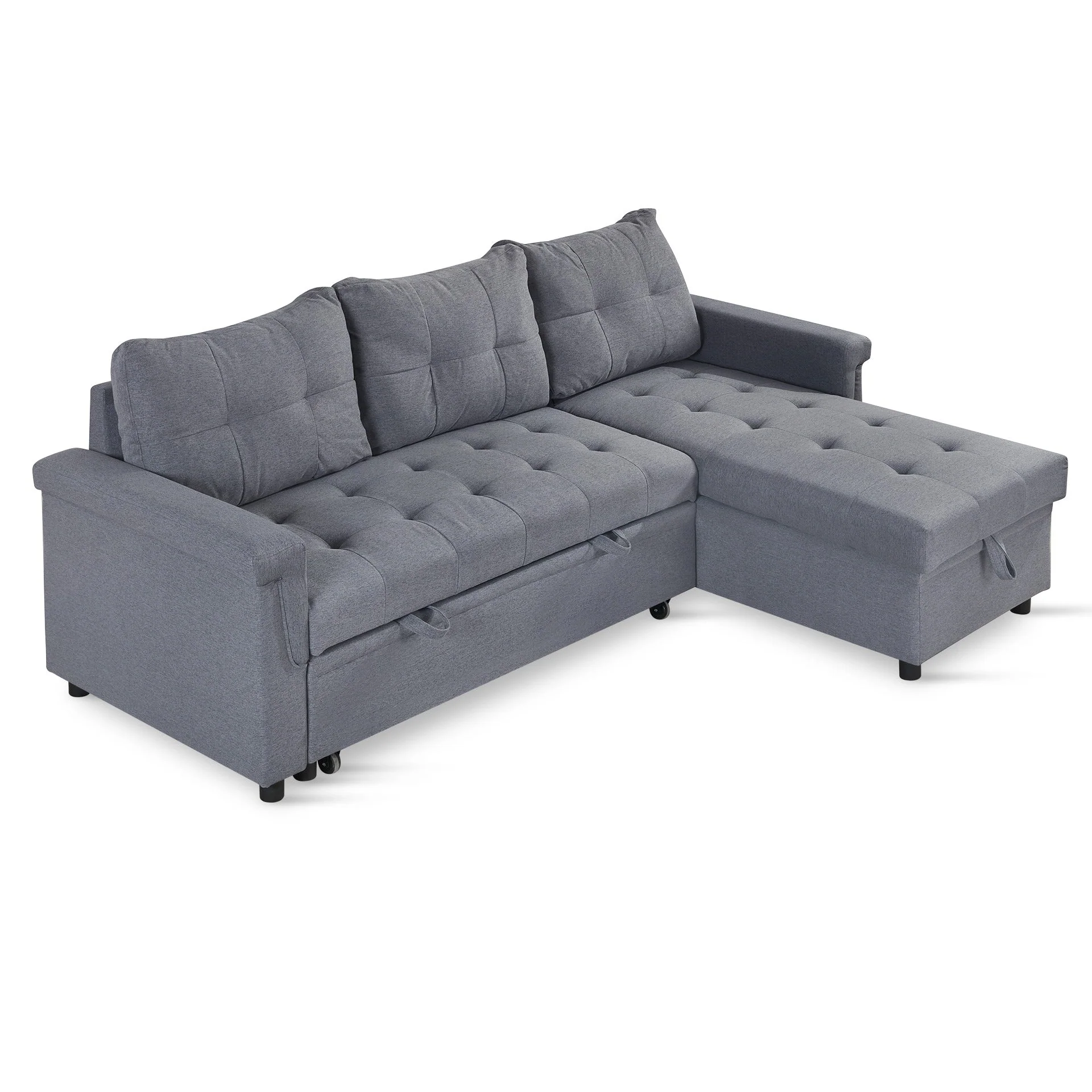 Murphy 3 Seater Sofa Bed with Storage - Dark Grey - Image 10