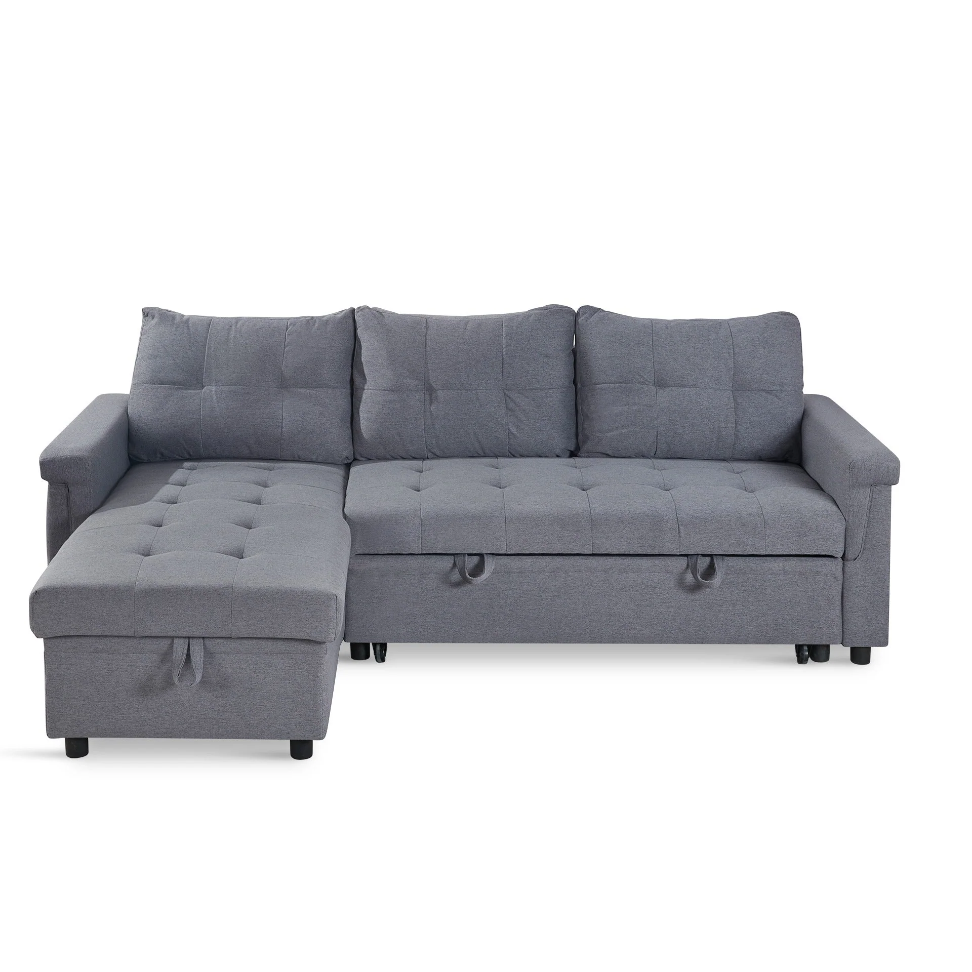 Murphy 3 Seater Sofa Bed with Storage - Dark Grey - Image 11