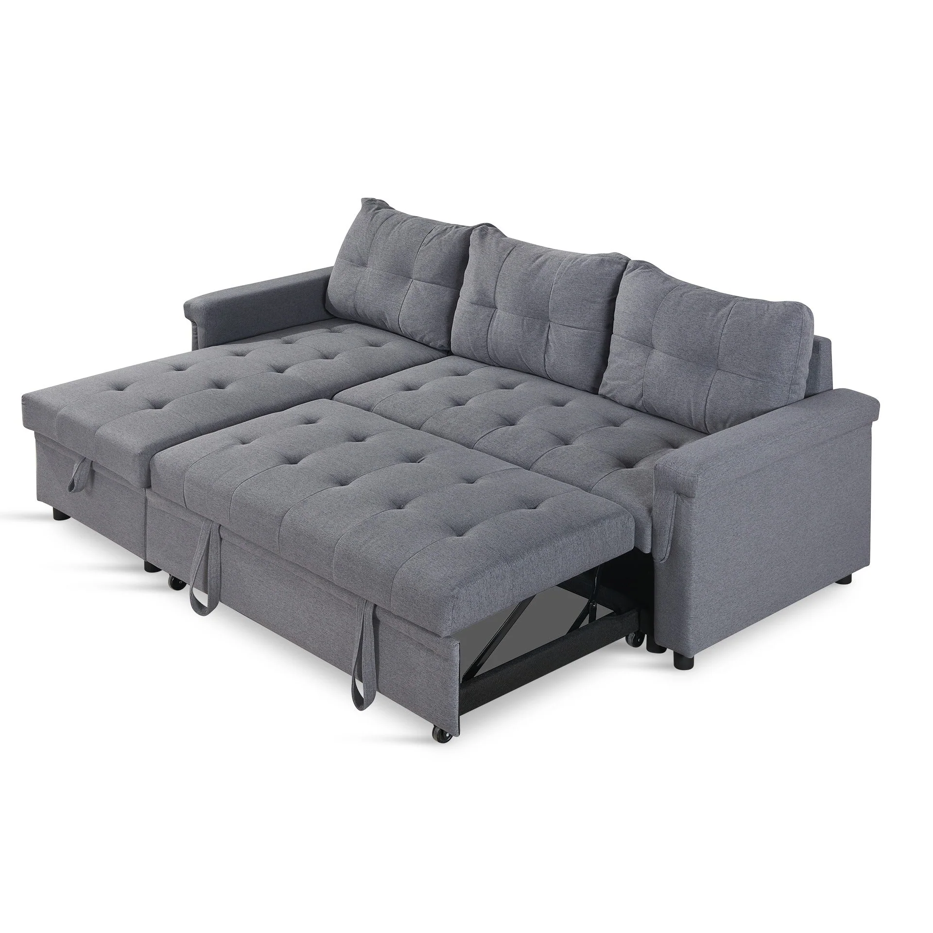 Murphy 3 Seater Sofa Bed with Storage - Dark Grey - Image 12