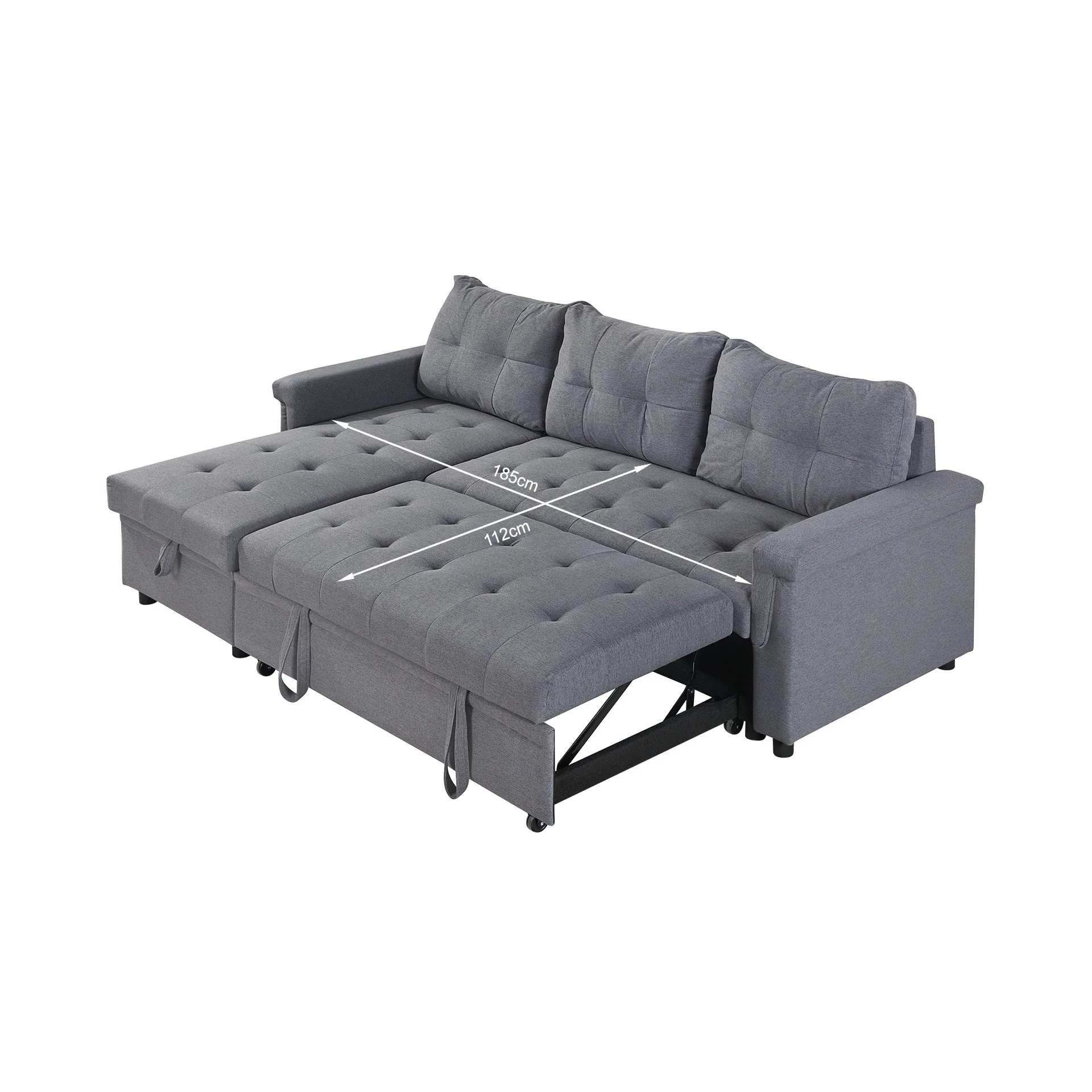 Murphy 3 Seater Sofa Bed with Storage - Dark Grey - Image 17